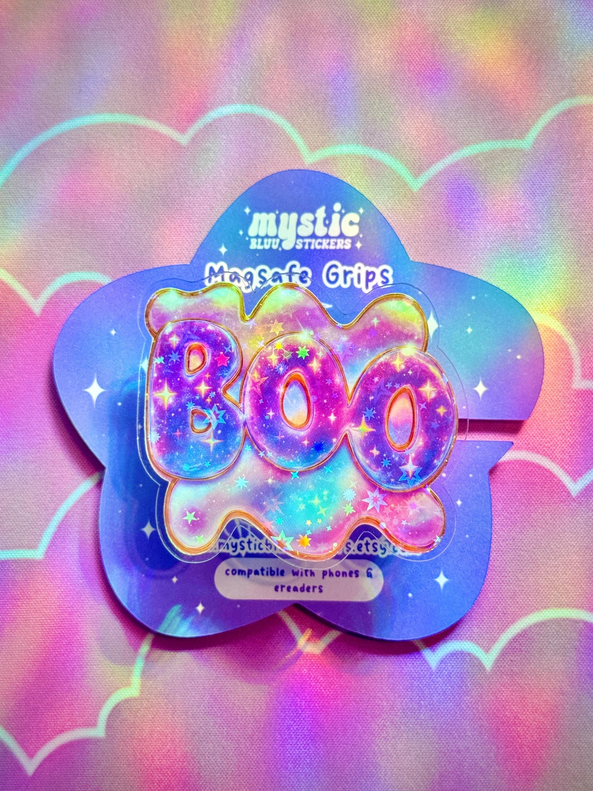 Galaxy BOO Phone Grip: Spooky Holographic MagSafe Holder
