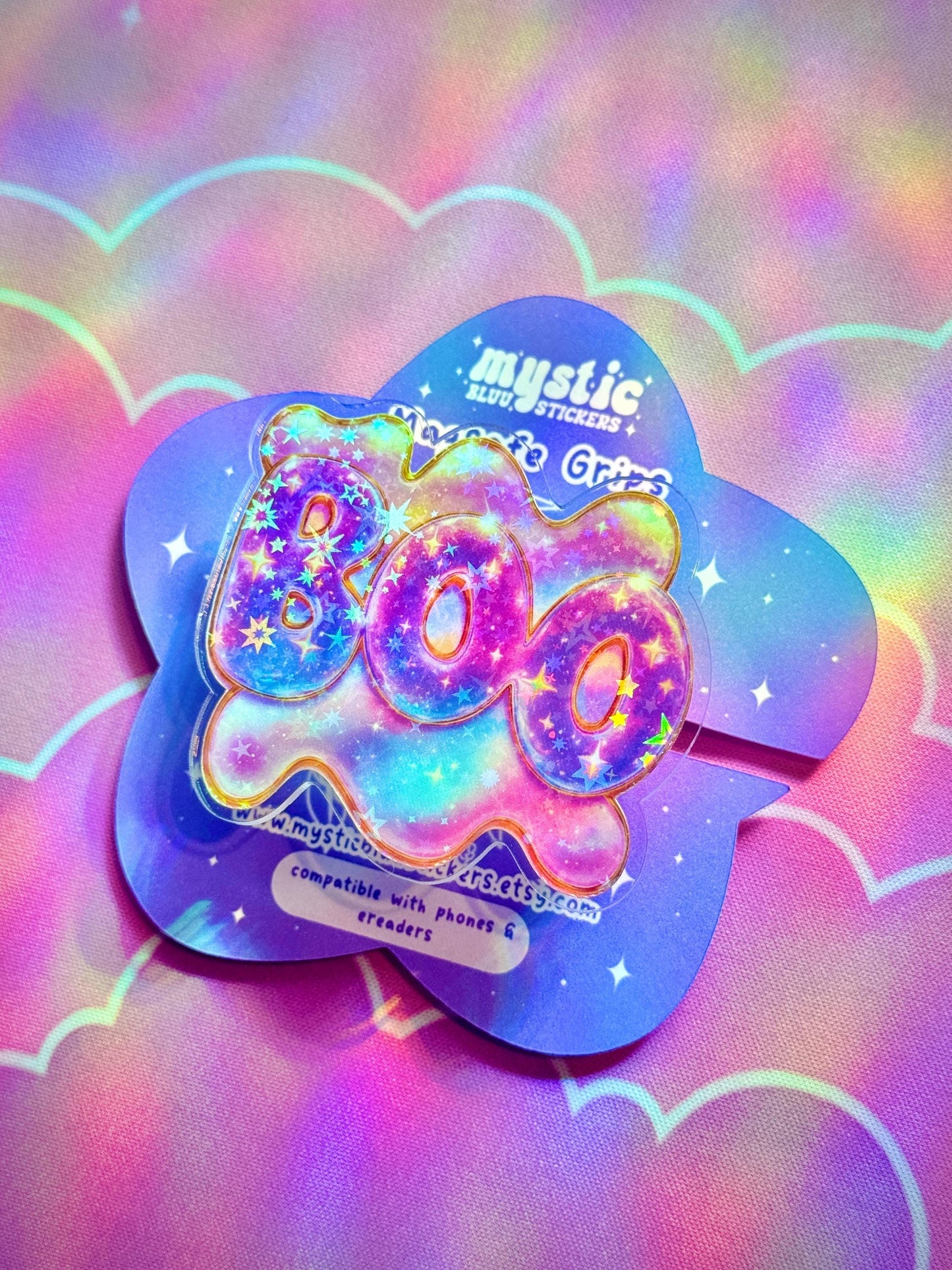 Galaxy BOO Phone Grip: Spooky Holographic MagSafe Holder