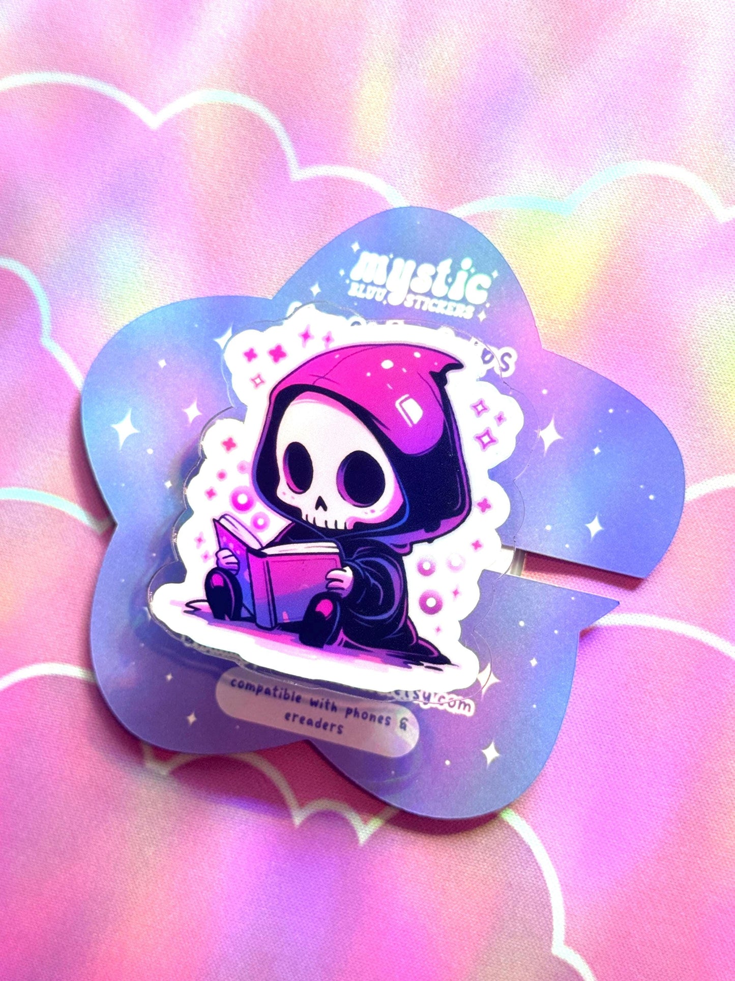 Reading Grim Reaper Phone Grip: Spooky Kindle MagSafe Holder