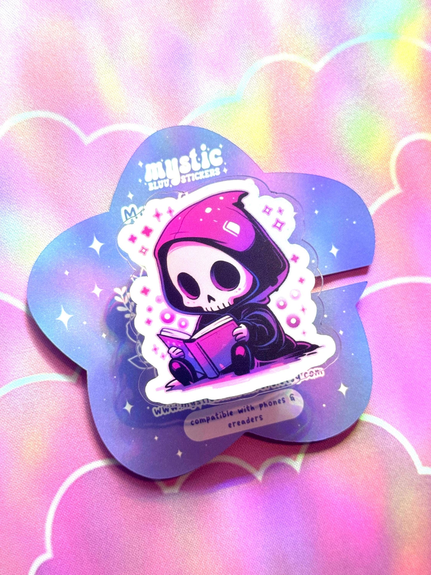 Reading Grim Reaper Phone Grip: Spooky Kindle MagSafe Holder