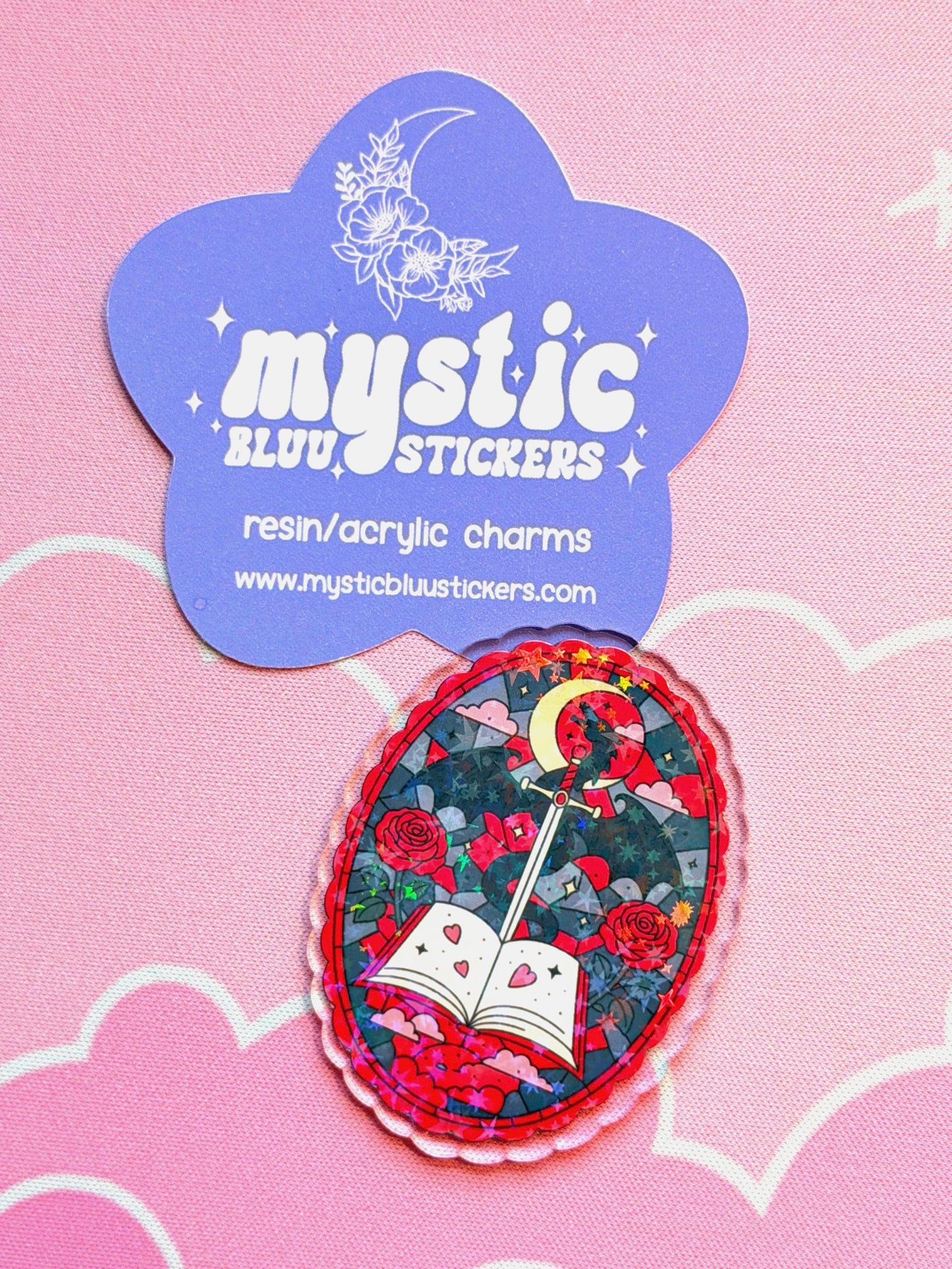 Dragon Sword Book Acrylic Flatback Cabochon: Fantasy Craft Supply