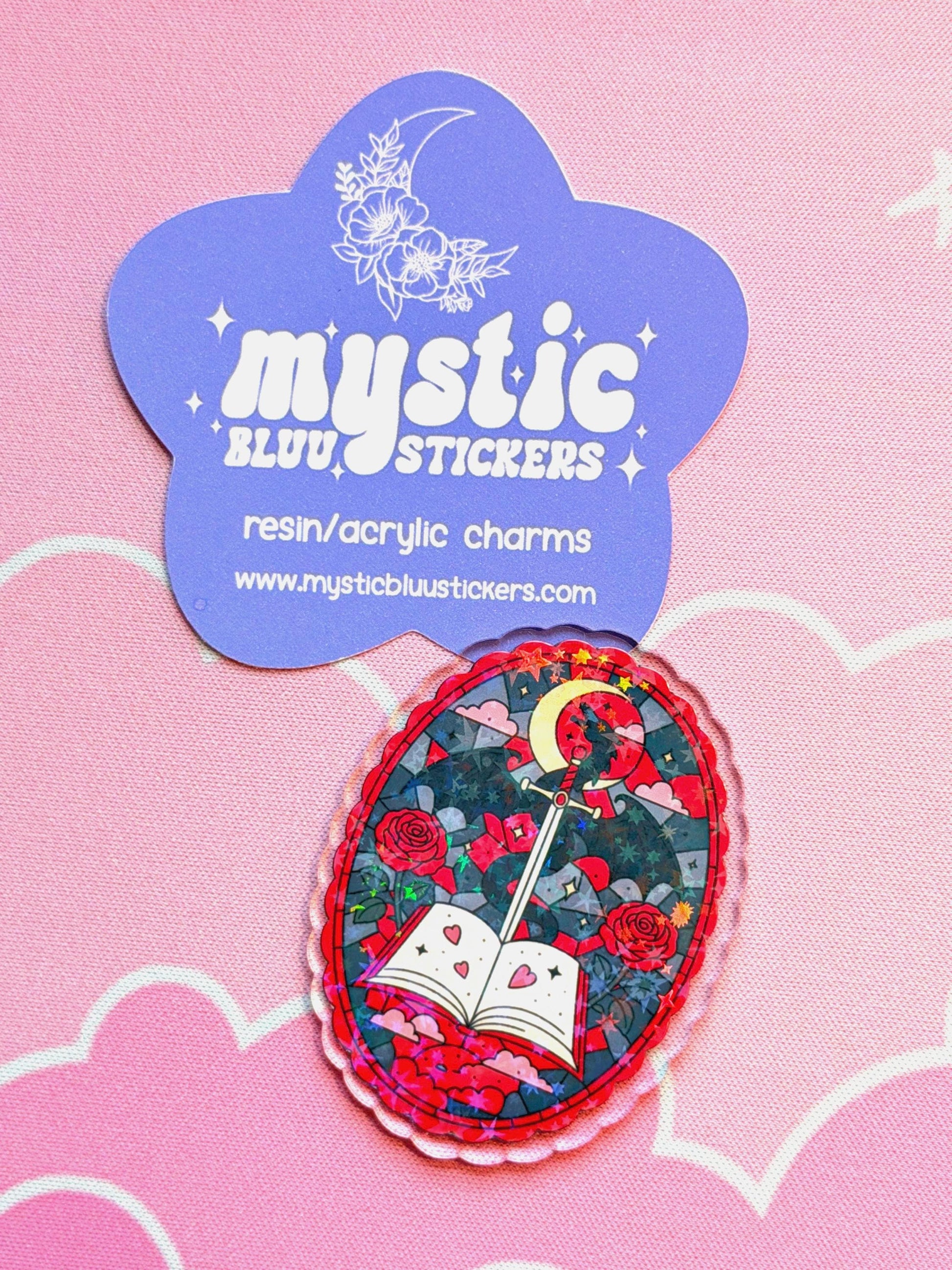 Dragon Sword Book Acrylic Flatback Cabochon: Fantasy Craft Supply