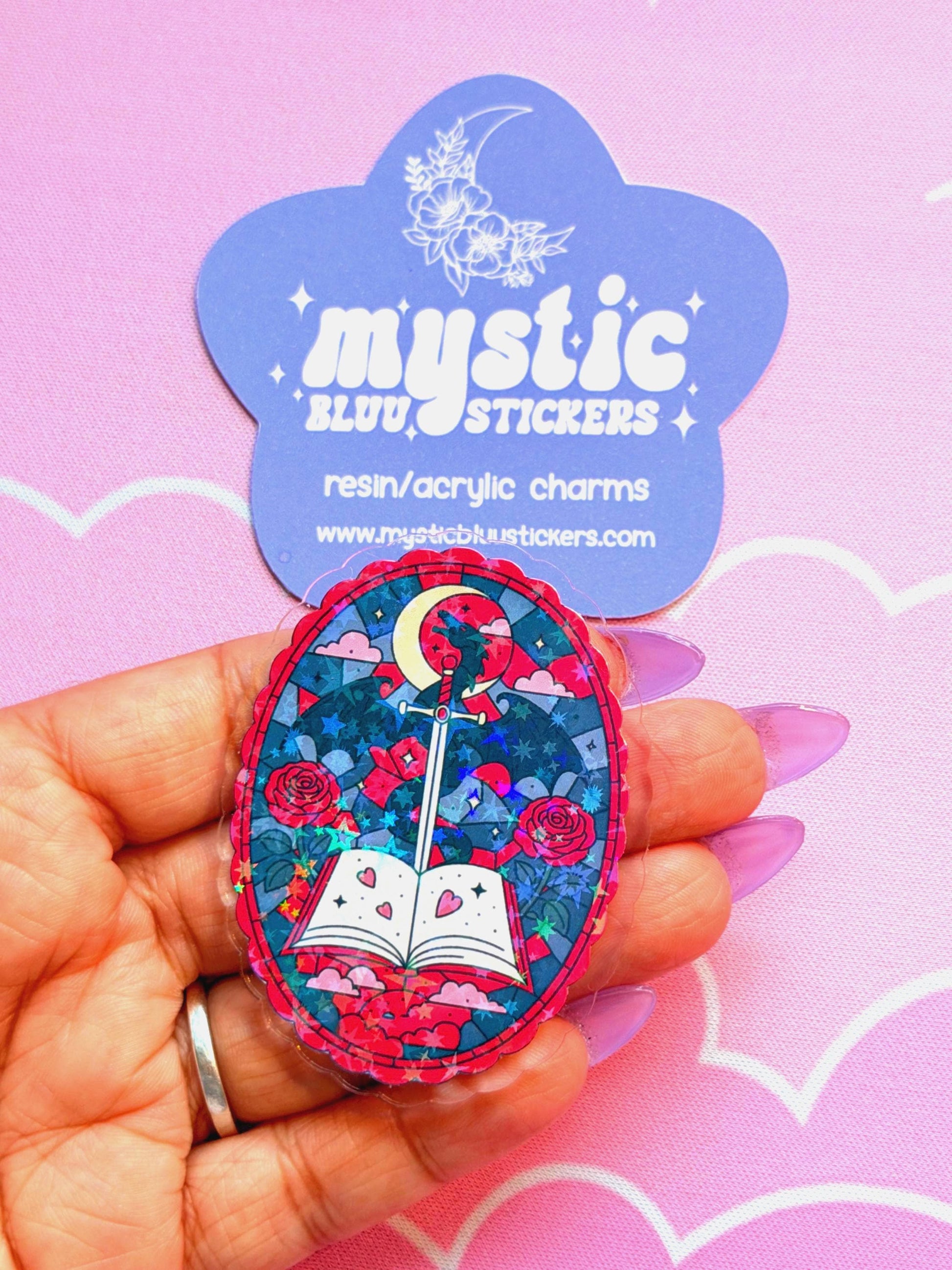 Dragon Sword Book Acrylic Flatback Cabochon: Fantasy Craft Supply