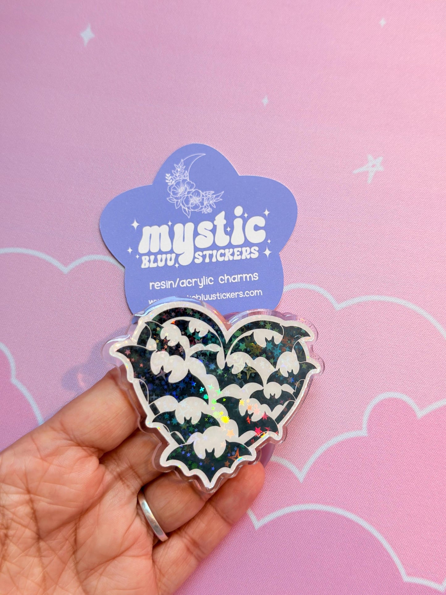 Bat Cluster Cabochon: Acrylic Halloween Heart Craft Supply