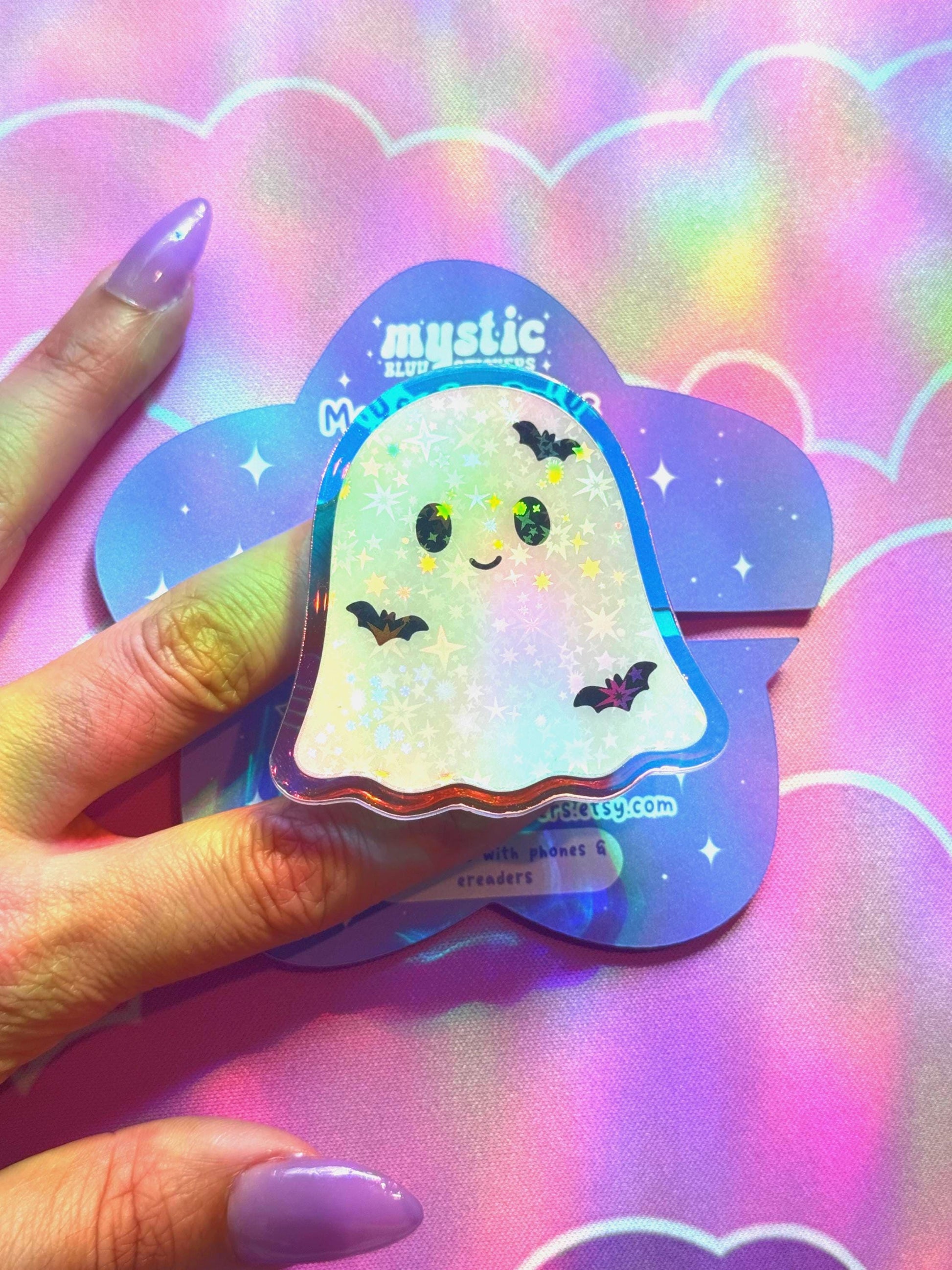 Ghost Kindle Grip: Bookish MagSafe Phone Grip | Mysticbluustickers™