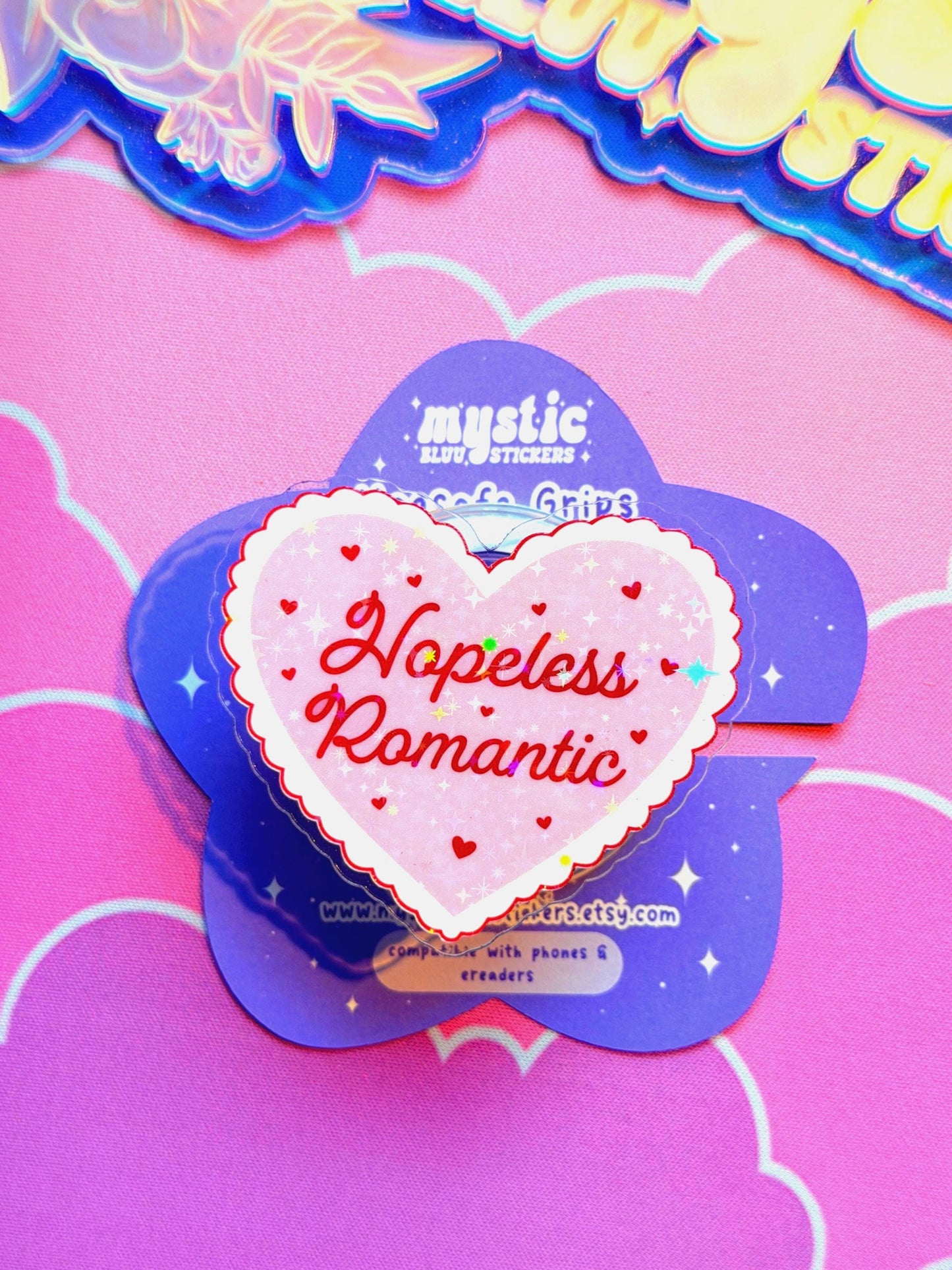 Romance Phone Grip: Holographic Magsafe Bookish Kindle Grip