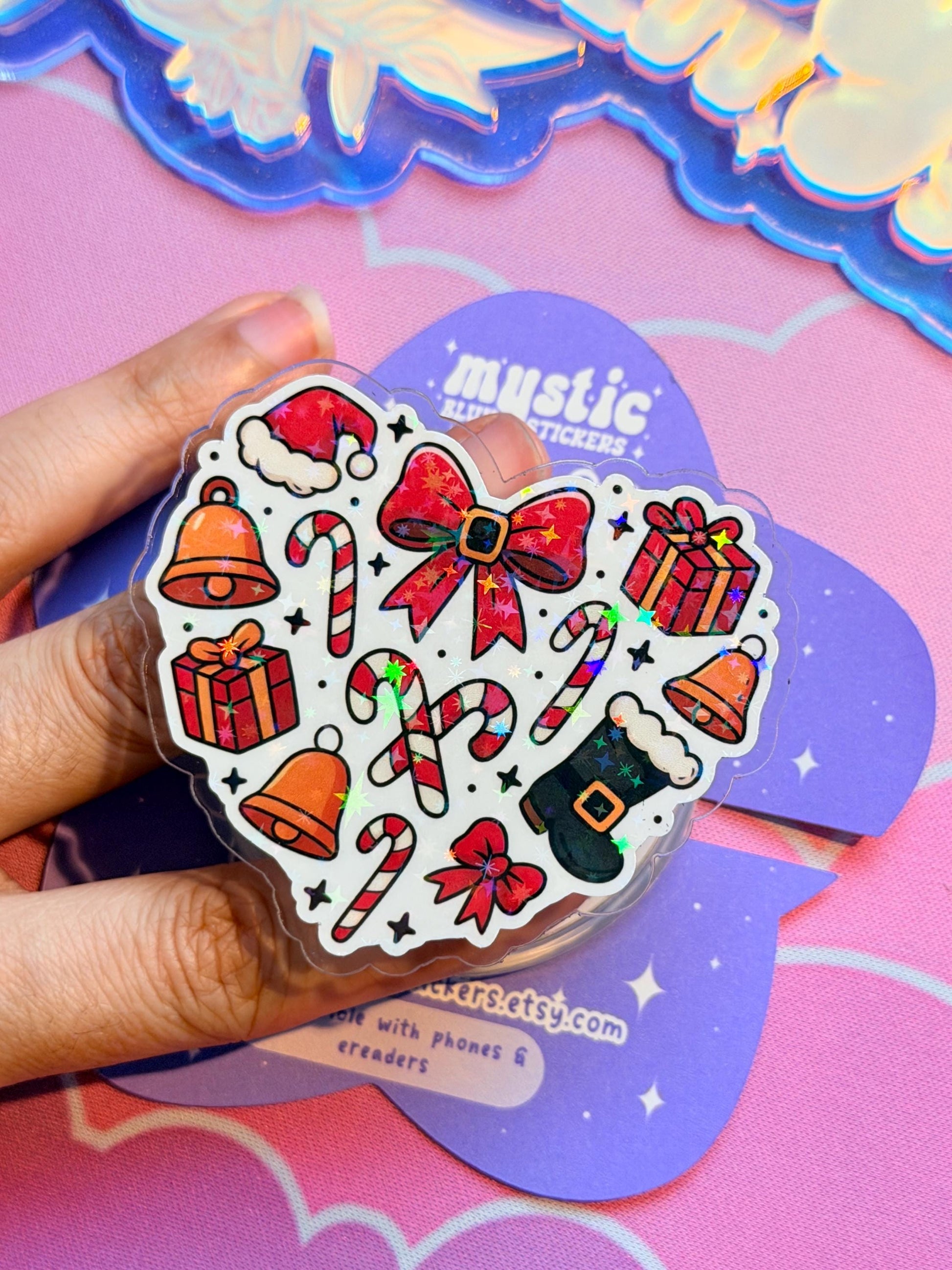 Christmas MagSafe Phone Grip: Holographic Winter Holiday Kindle Grip