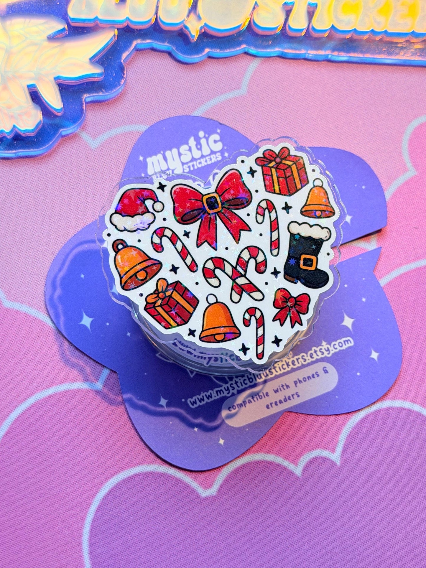 Christmas MagSafe Phone Grip: Holographic Winter Holiday Kindle Grip