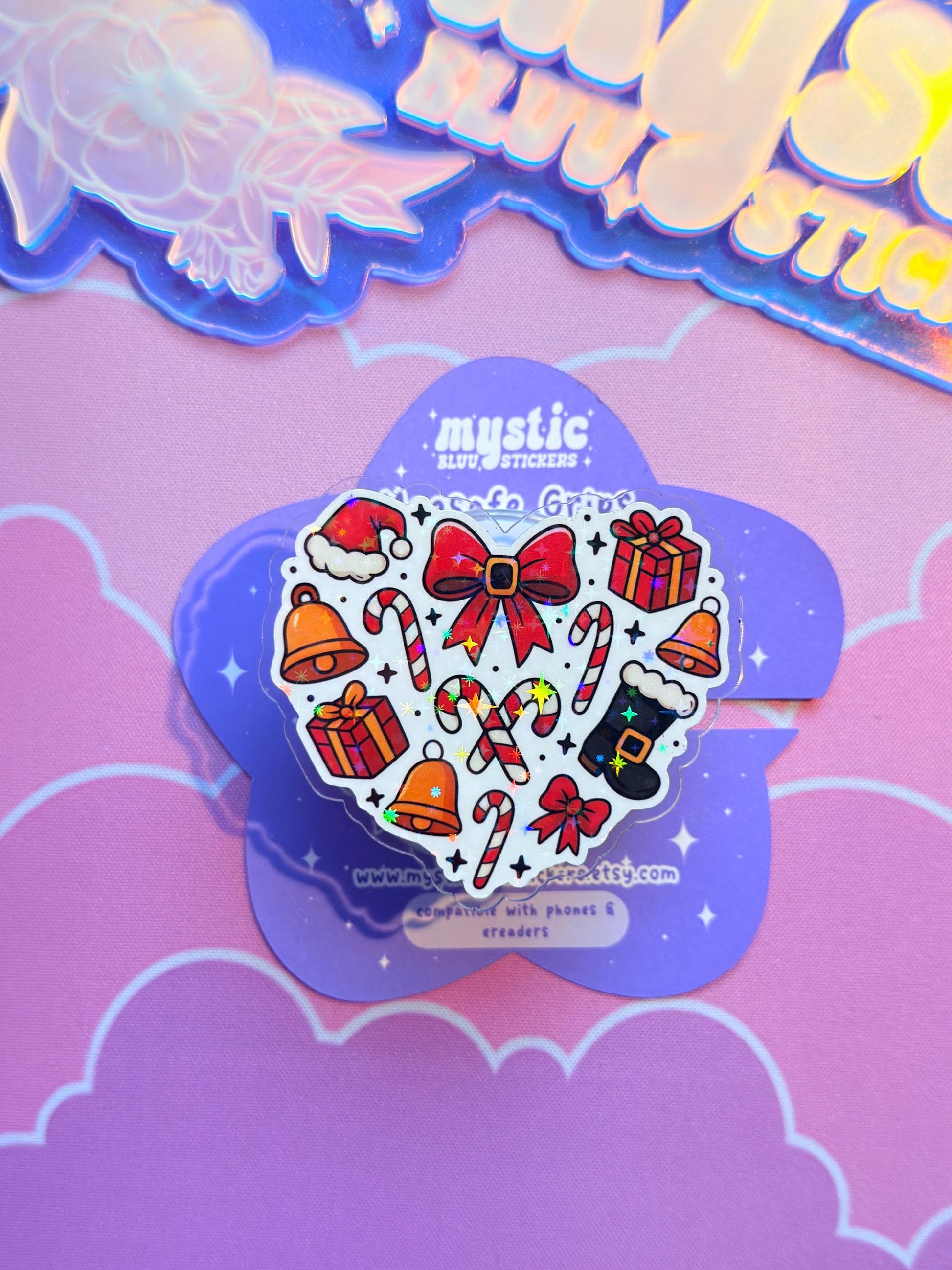 Christmas MagSafe Phone Grip: Holographic Winter Holiday Kindle Grip