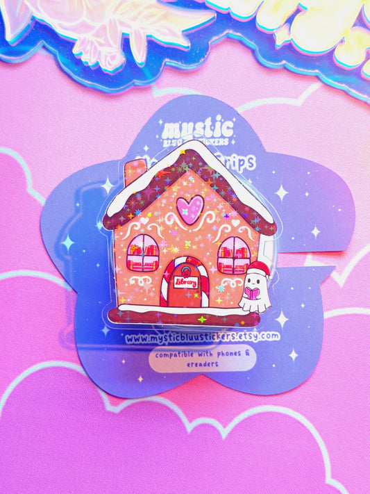 Christmas MagSafe Phone Grip: Holographic Gingerbread Library Kindle Grip