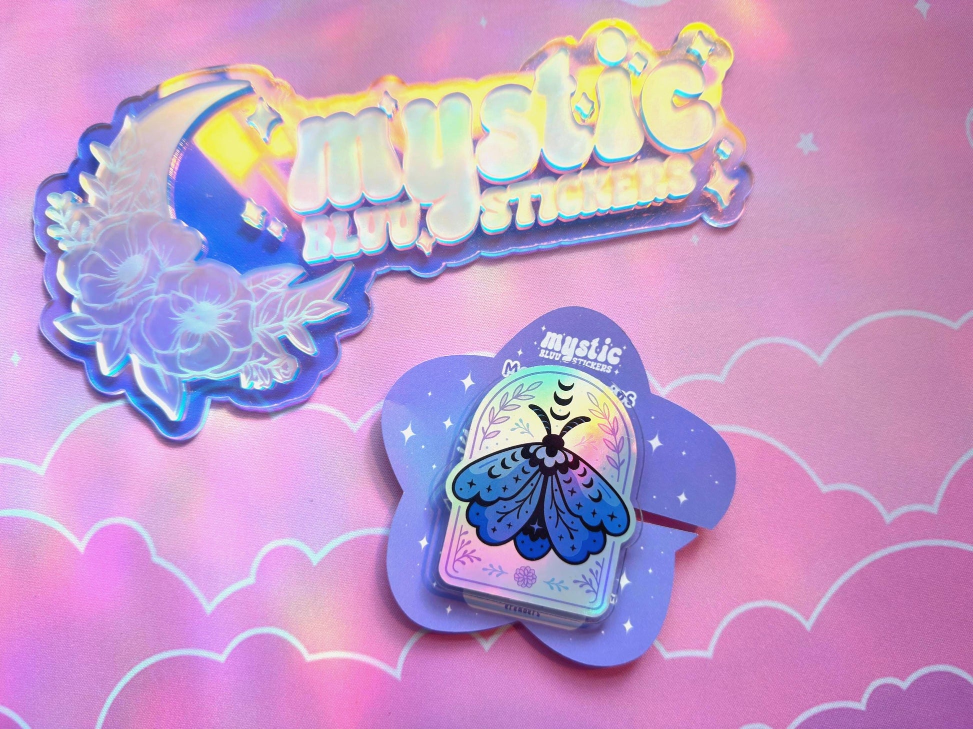 Celestial Moth MagSafe Phone Kindle Grip: Holographic Witchy Book Reader Accessory