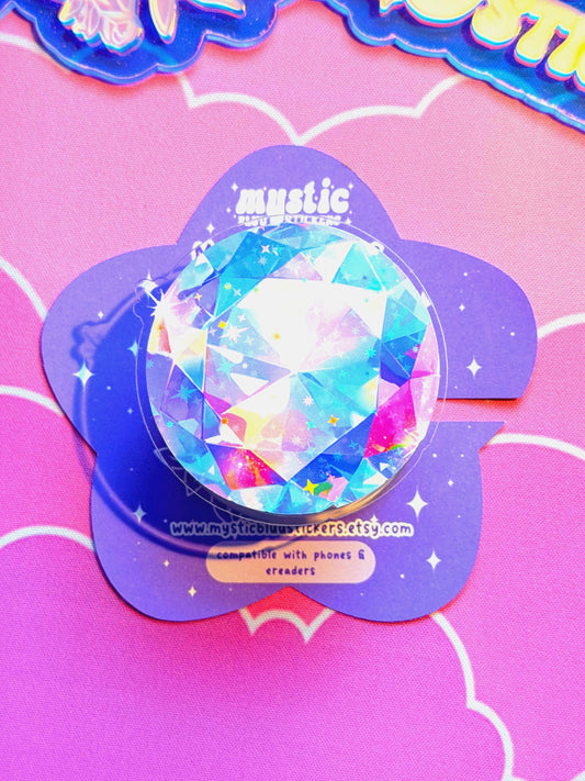 Rainbow Diamond Phone Grip: Holographic Magsafe Gemstone Kindle Accessory