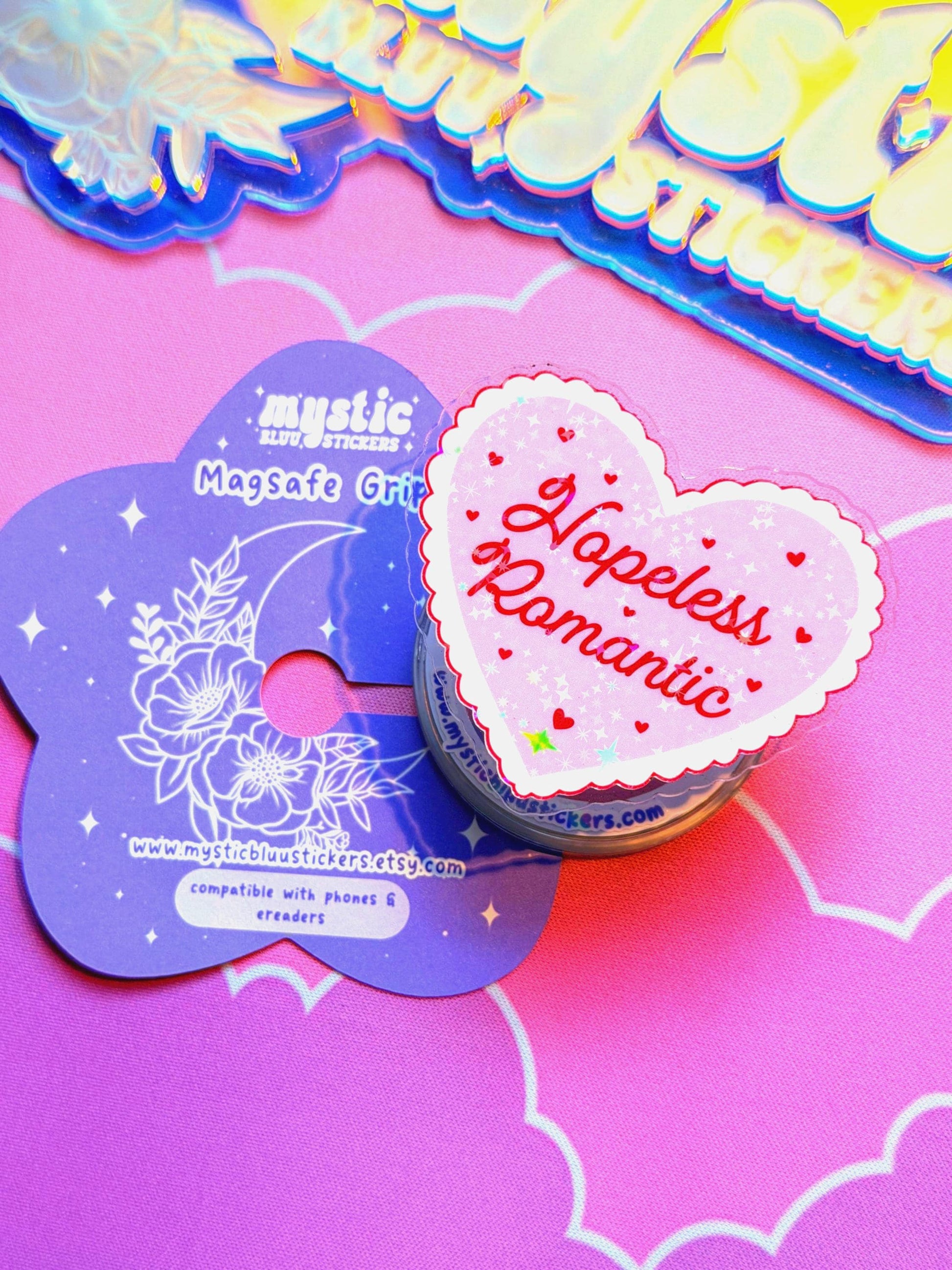 Romance Phone Grip: Holographic Magsafe Bookish Kindle Grip
