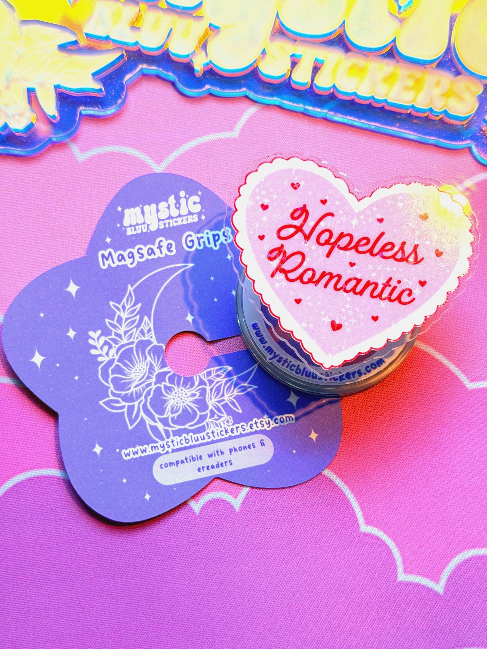 Romance Phone Grip: Holographic Magsafe Bookish Kindle Grip