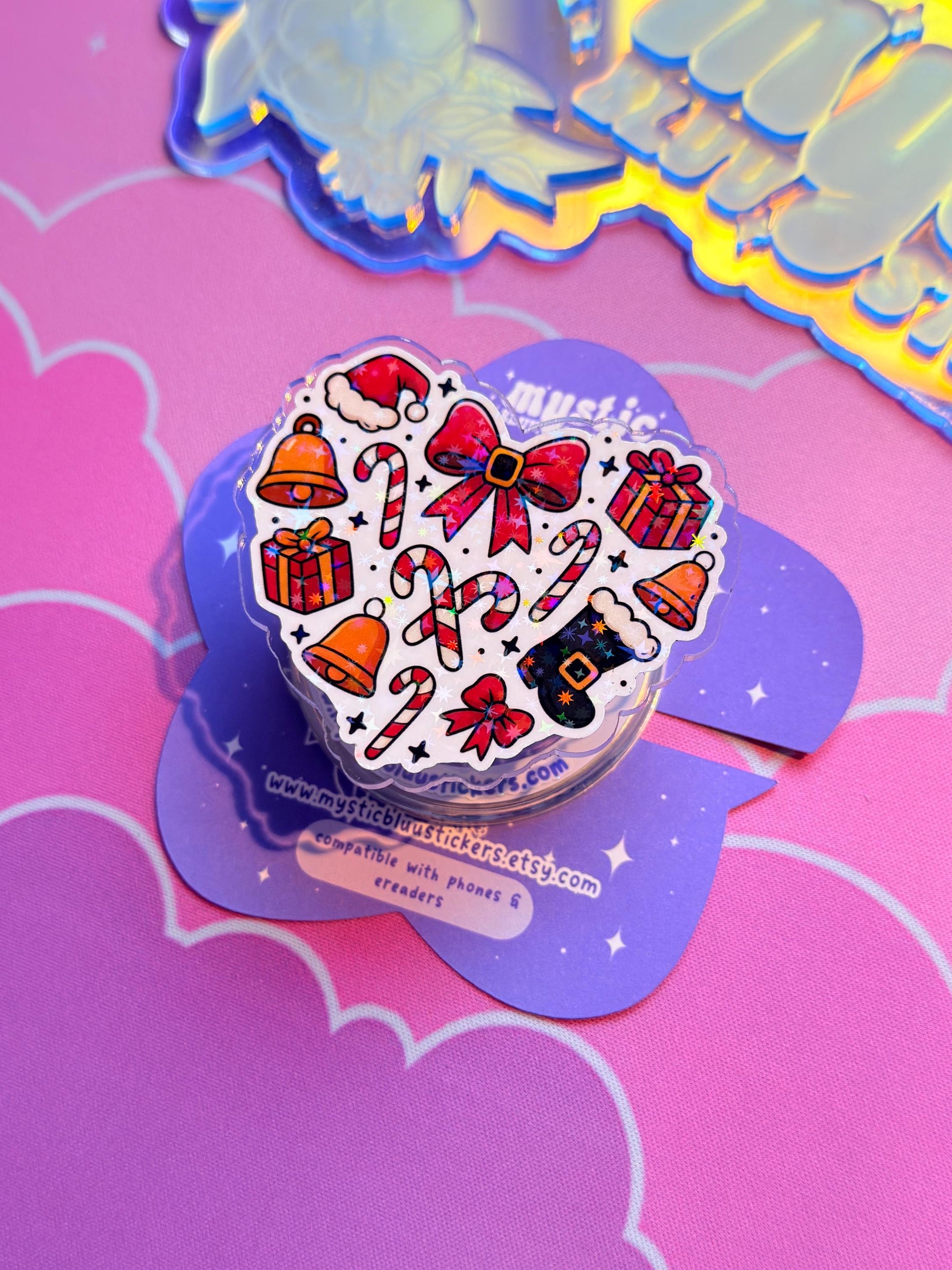 Christmas MagSafe Phone Grip: Holographic Winter Holiday Kindle Grip