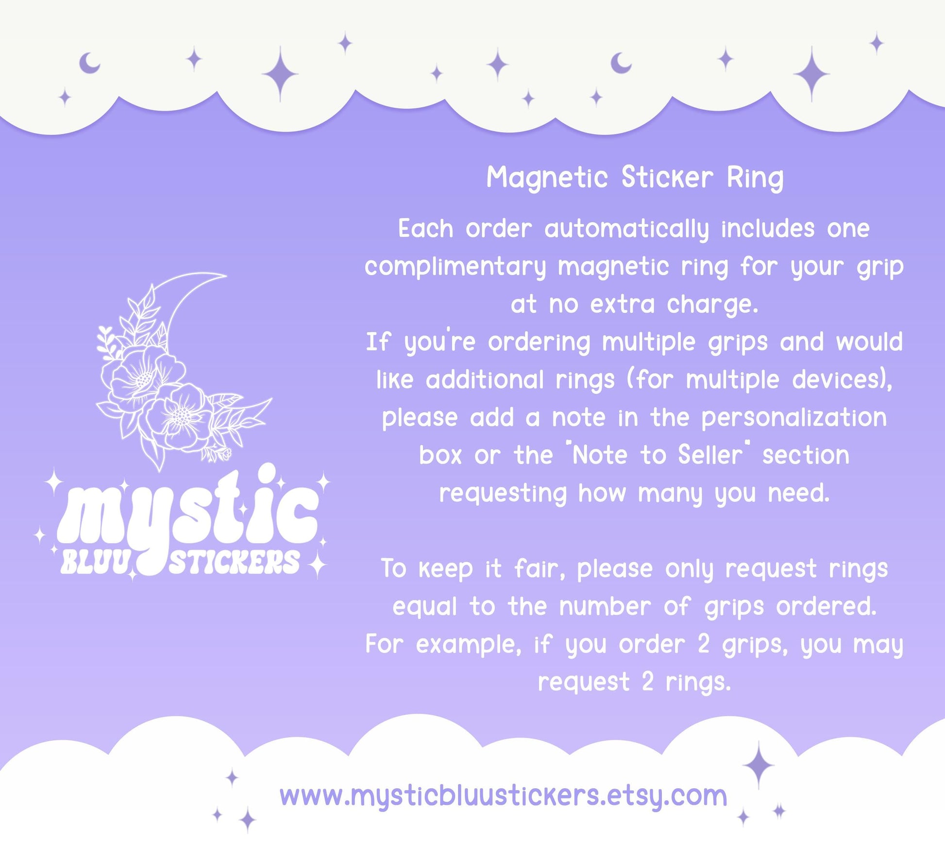 Celestial Moon MagSafe Phone Grip: Holographic 2D Night Sky Kindle Grip