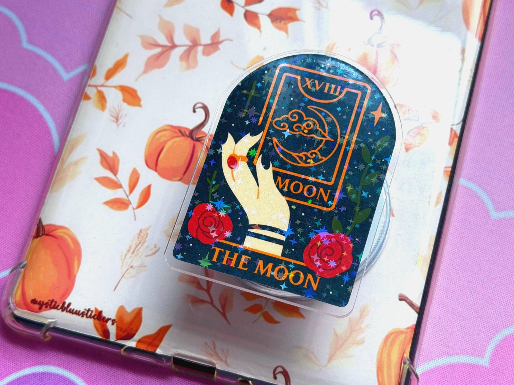 The Sun Tarot MagSafe Phone Grip: Holographic Celestial Kindle Grip