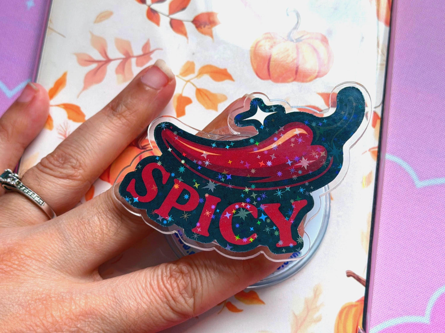 Smut Chili MagSafe Phone Grip: Holographic Spicy Kindle Grip