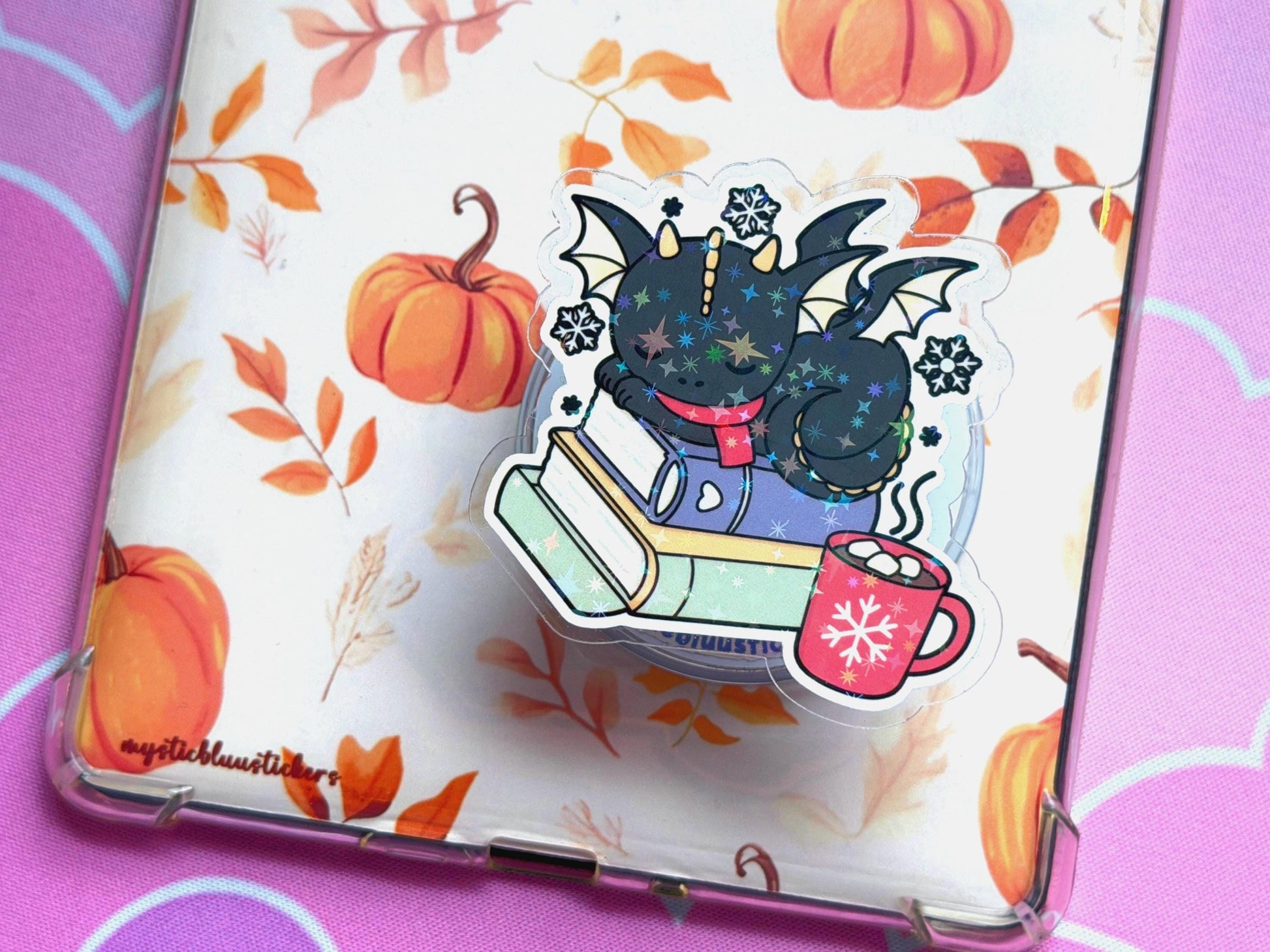 Holographic Dragon MagSafe Phone Grip: Bookish Winter Nap