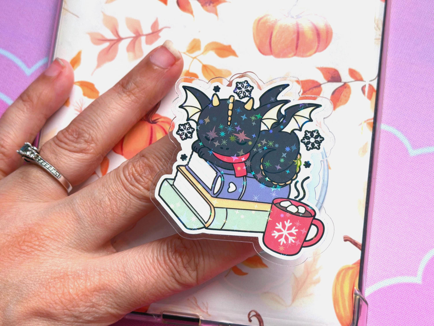 Holographic Dragon MagSafe Phone Grip: Bookish Winter Nap