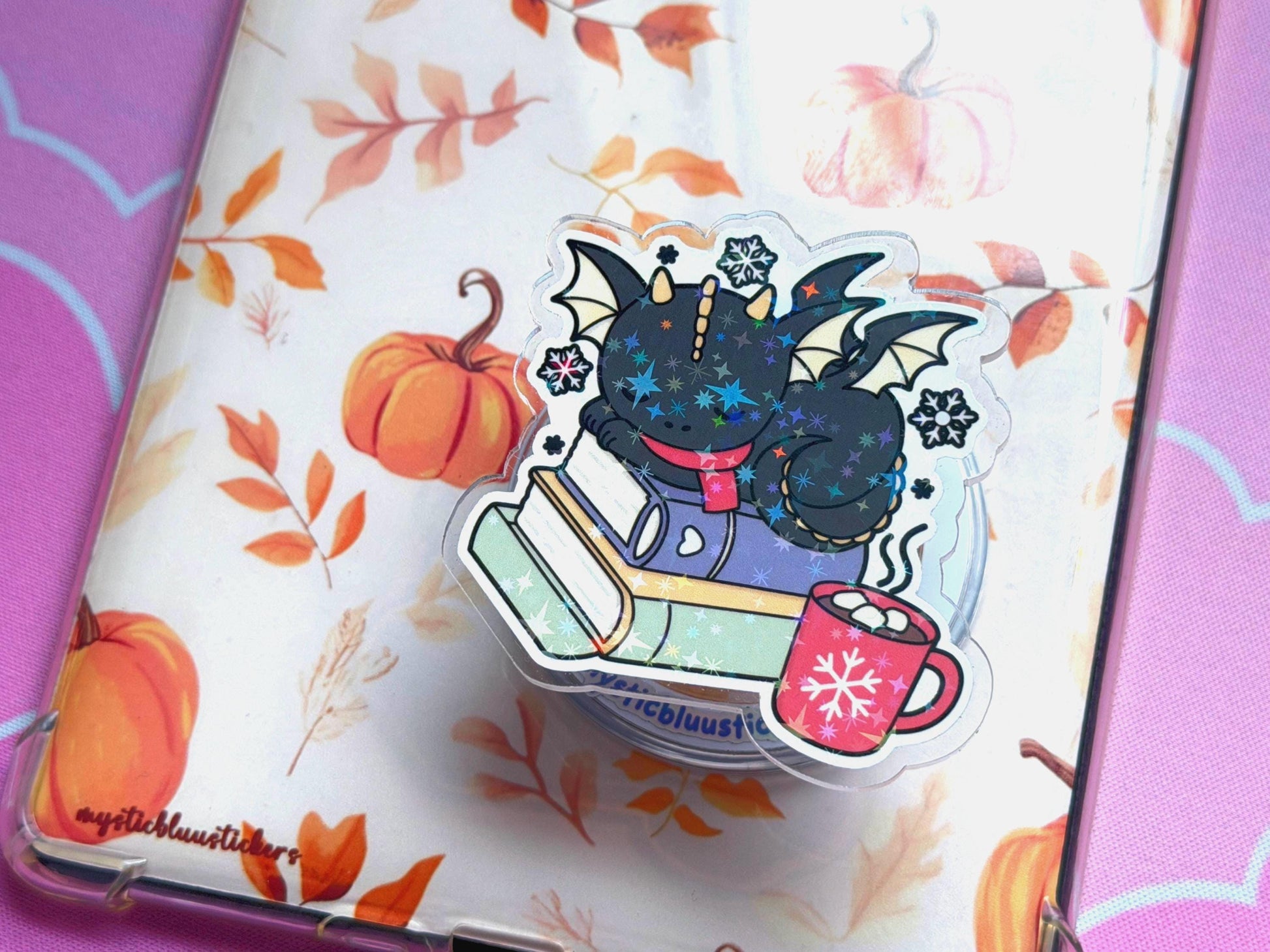 Holographic Dragon MagSafe Phone Grip: Bookish Winter Nap