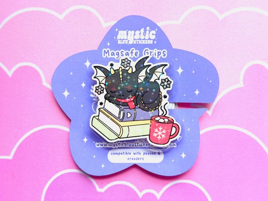 Holographic Dragon MagSafe Phone Grip: Bookish Winter Nap