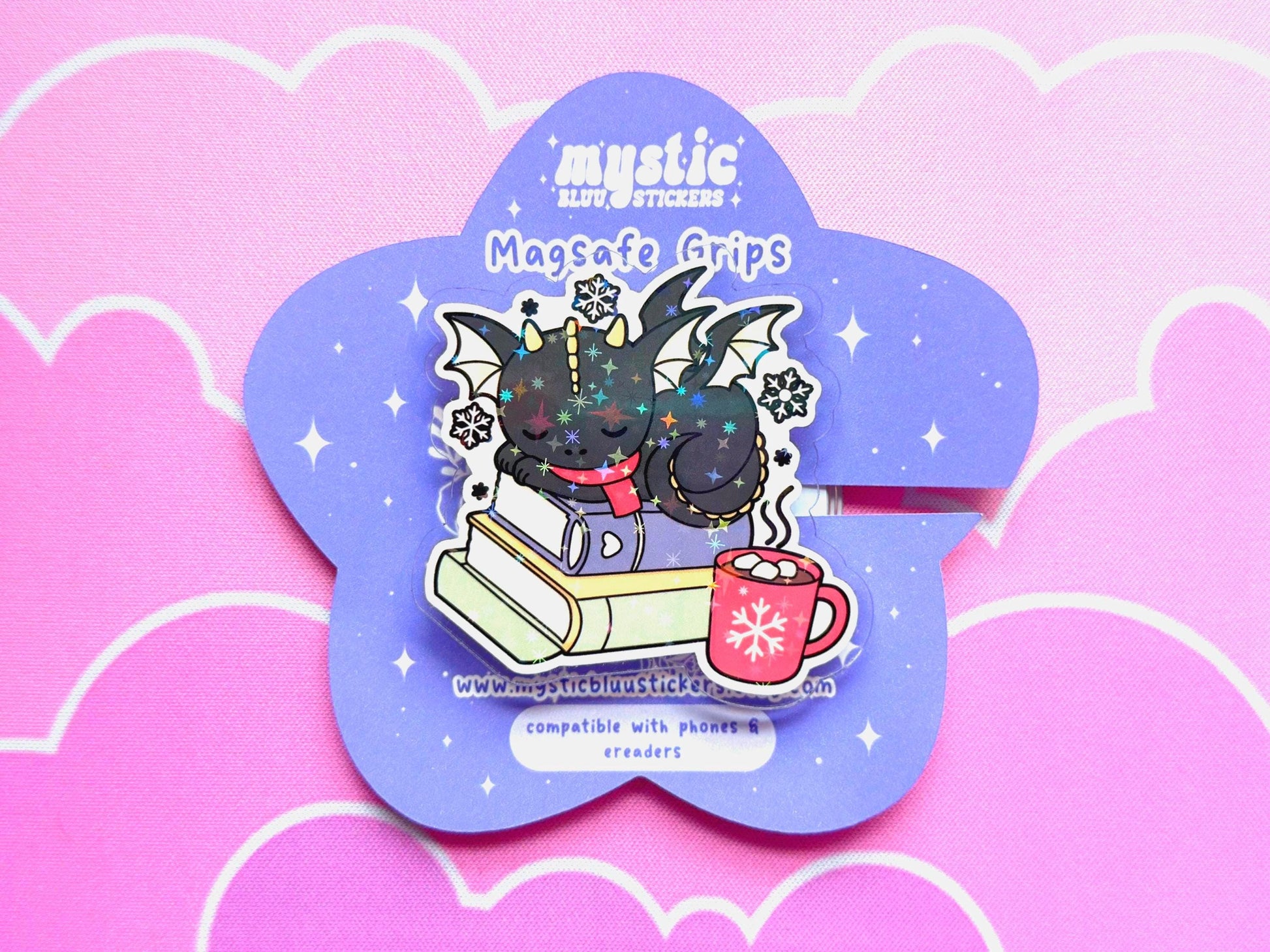 Holographic Dragon MagSafe Phone Grip: Bookish Winter Nap