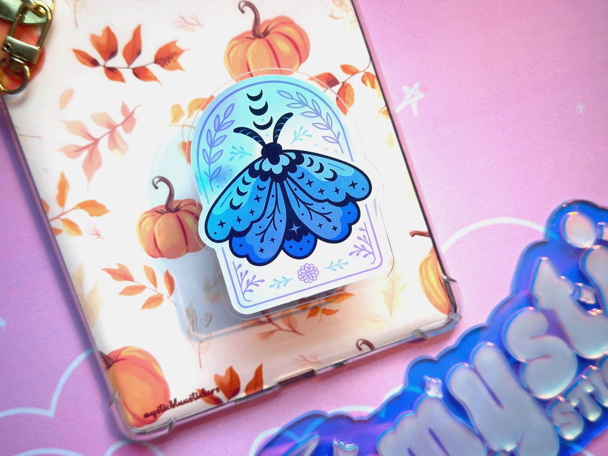 Celestial Moth MagSafe Phone Kindle Grip: Holographic Witchy Book Reader Accessory