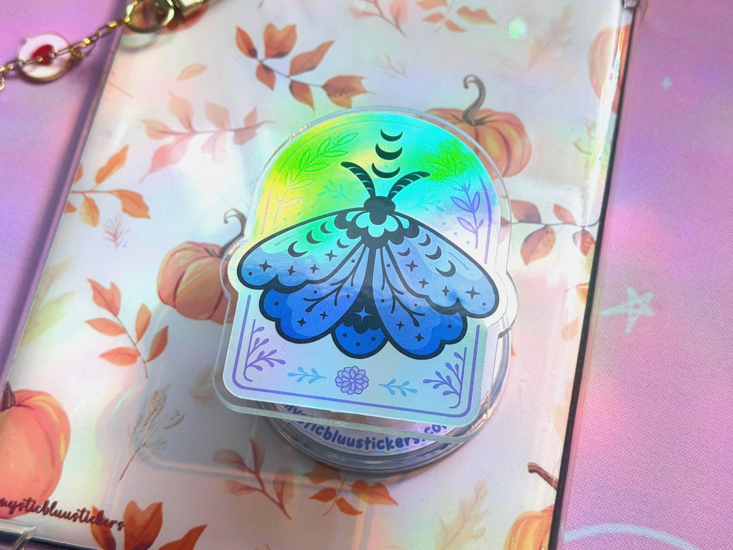 Celestial Moth MagSafe Phone Kindle Grip: Holographic Witchy Book Reader Accessory