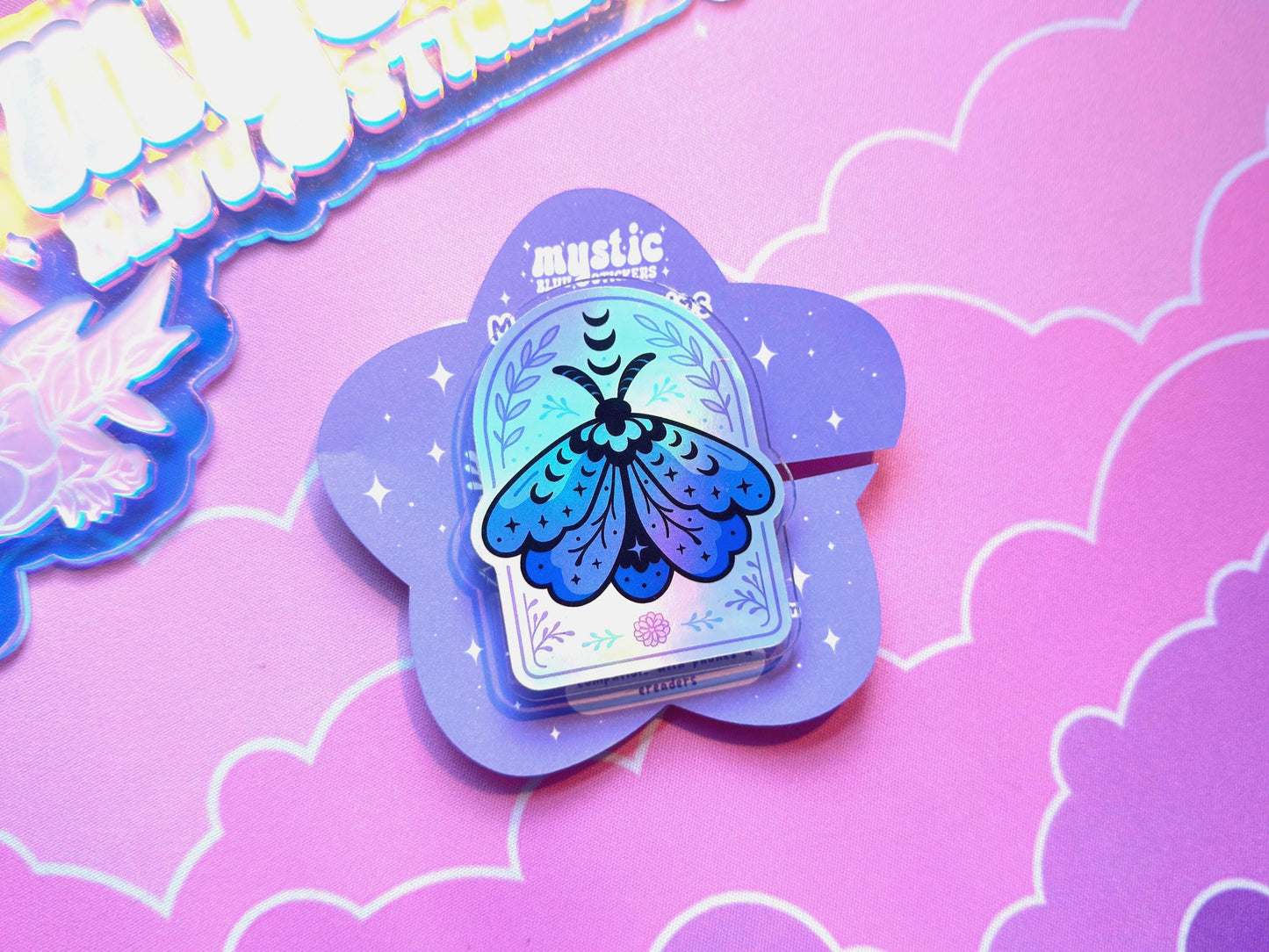 Celestial Moth MagSafe Phone Kindle Grip: Holographic Witchy Book Reader Accessory