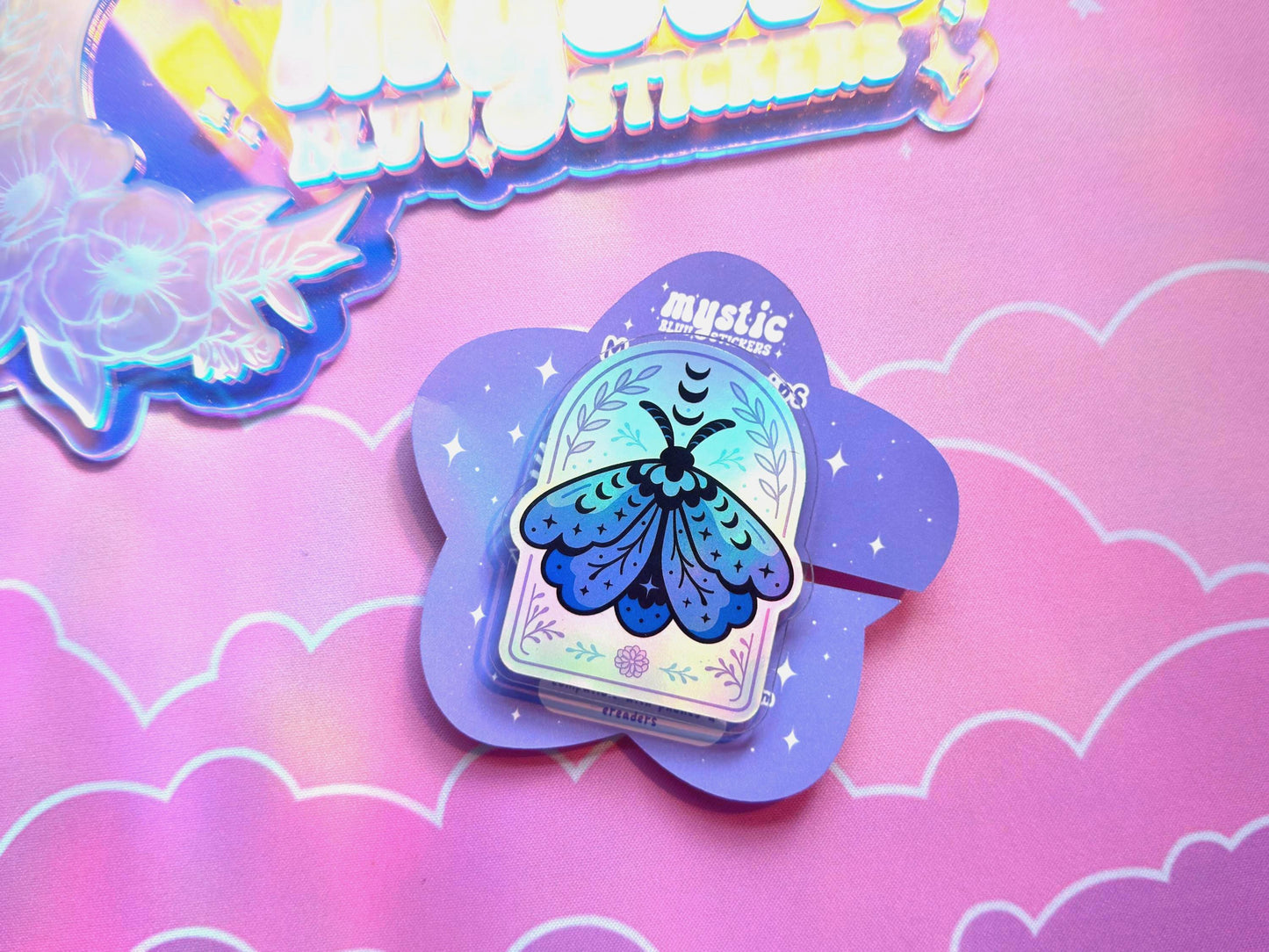 Celestial Moth MagSafe Phone Kindle Grip: Holographic Witchy Book Reader Accessory