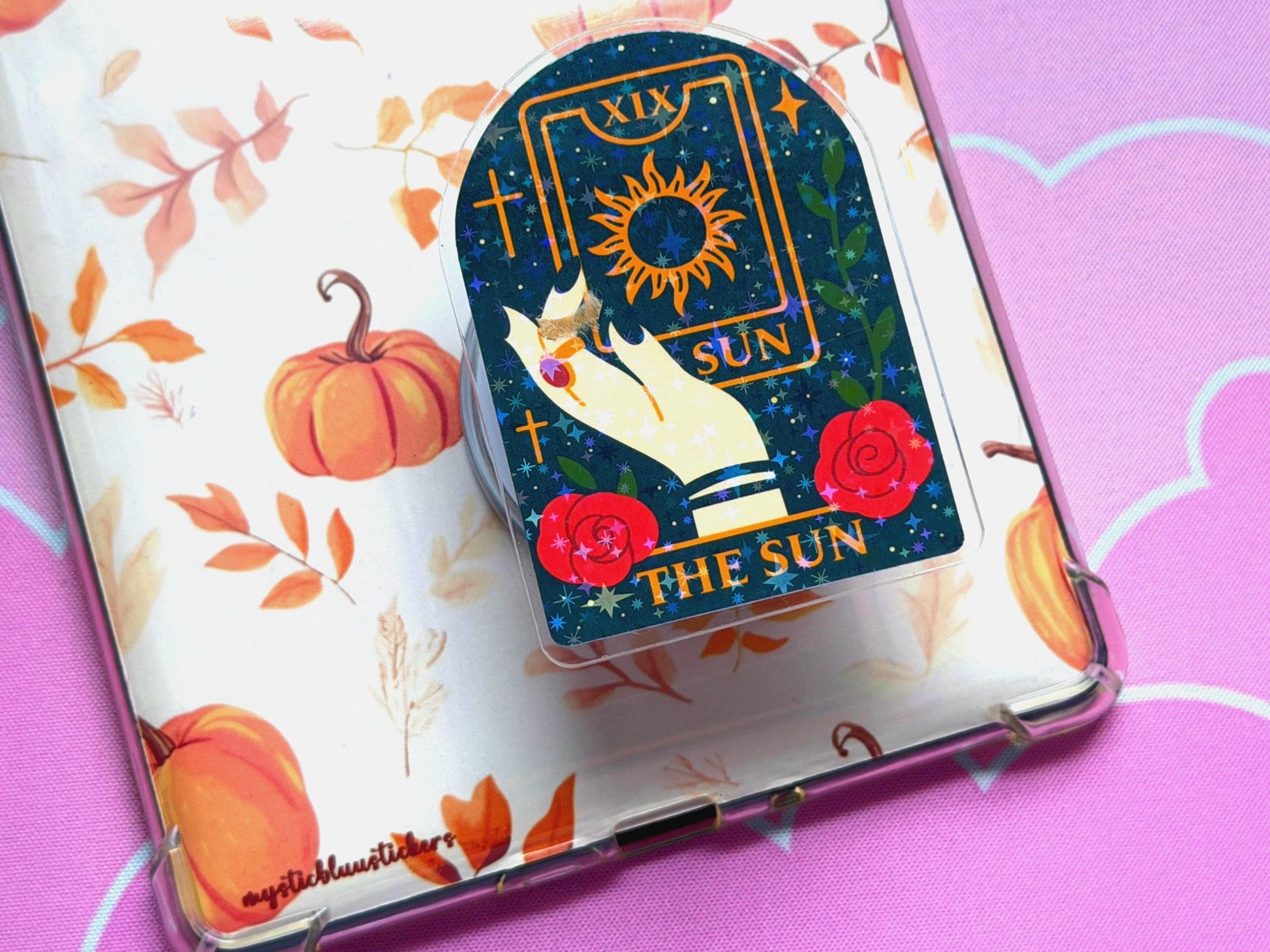 The Sun Tarot MagSafe Phone Grip: Holographic Celestial Kindle Grip