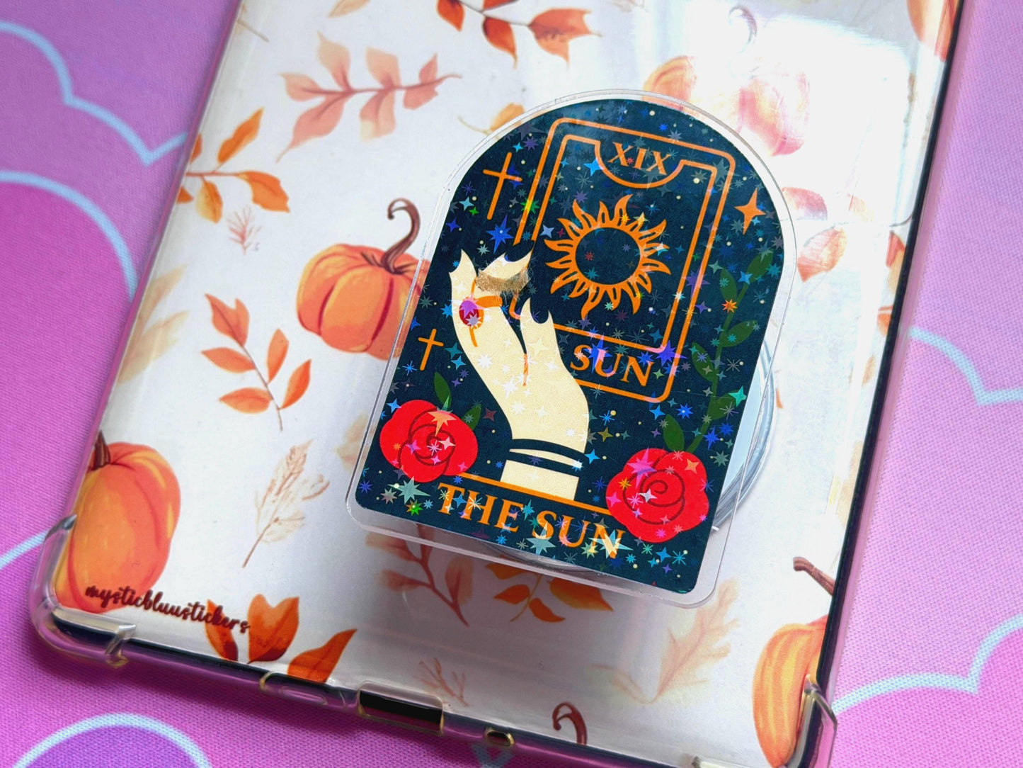 The Sun Tarot MagSafe Phone Grip: Holographic Celestial Kindle Grip
