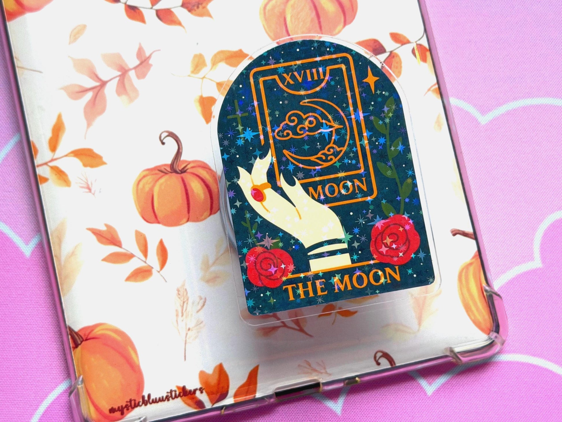 The Moon Tarot MagSafe Phone Grip: Holographic Celestial Kindle Grip