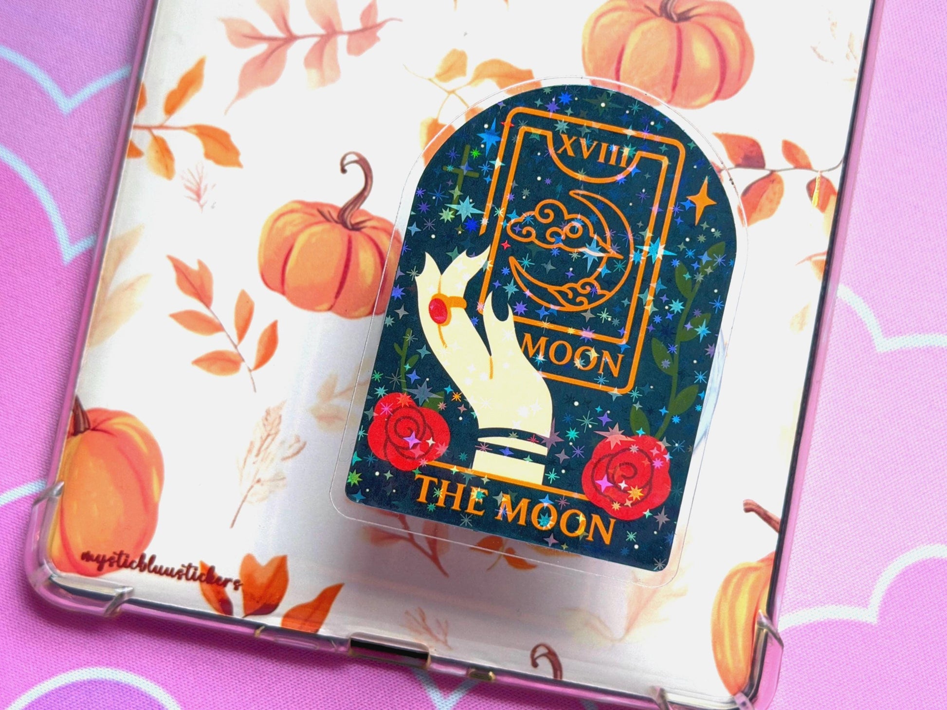 The Moon Tarot MagSafe Phone Grip: Holographic Celestial Kindle Grip