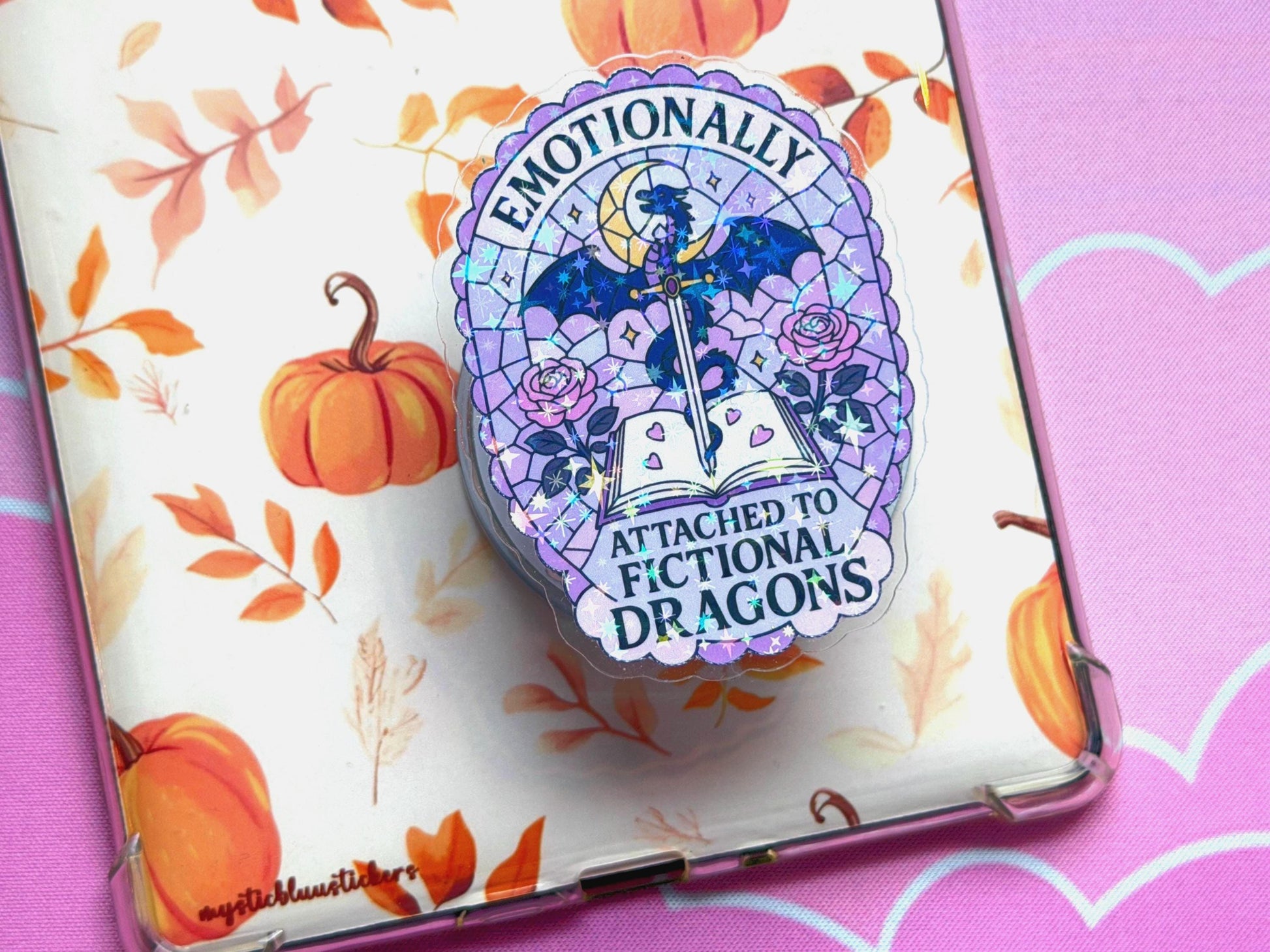 Fantasy Dragons MagSafe Phone Grip: Holographic Bookish Romantasy Kindle Grip