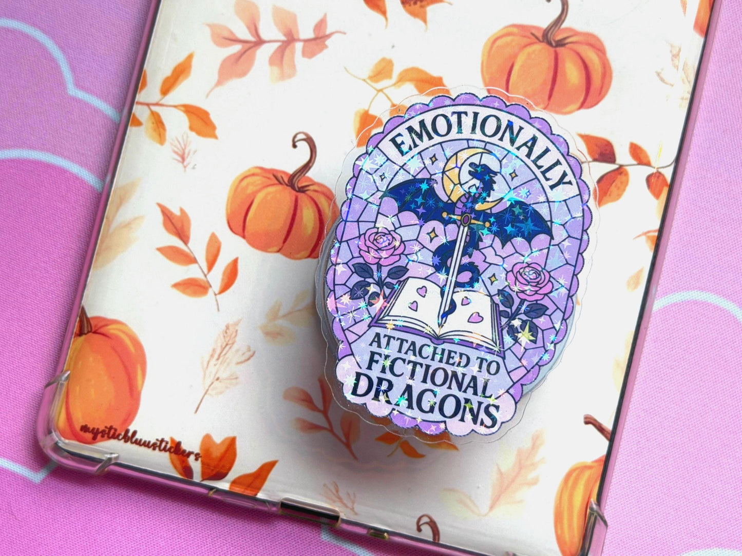 Fantasy Dragons MagSafe Phone Grip: Holographic Bookish Romantasy Kindle Grip