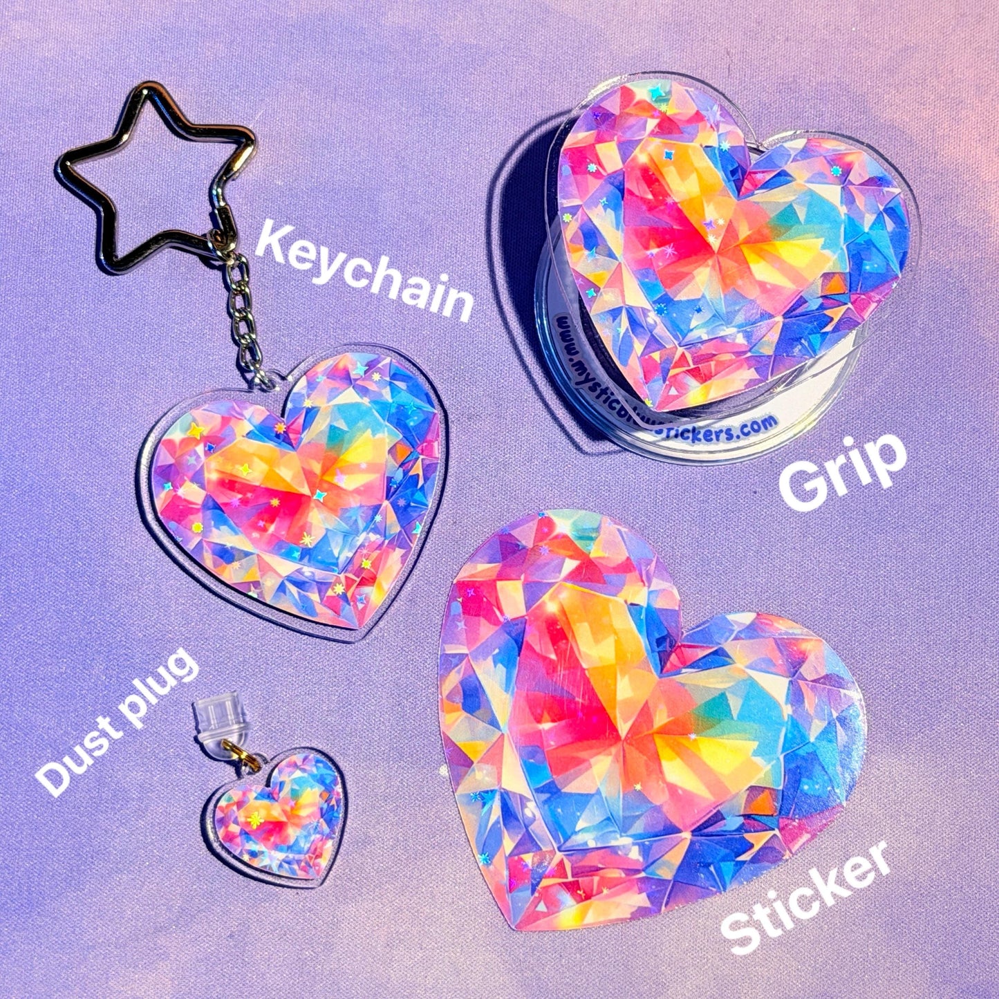 Strawberry Bow Heart MagSafe Phone Grip: Kawaii Holographic Valentines Kindle Grip