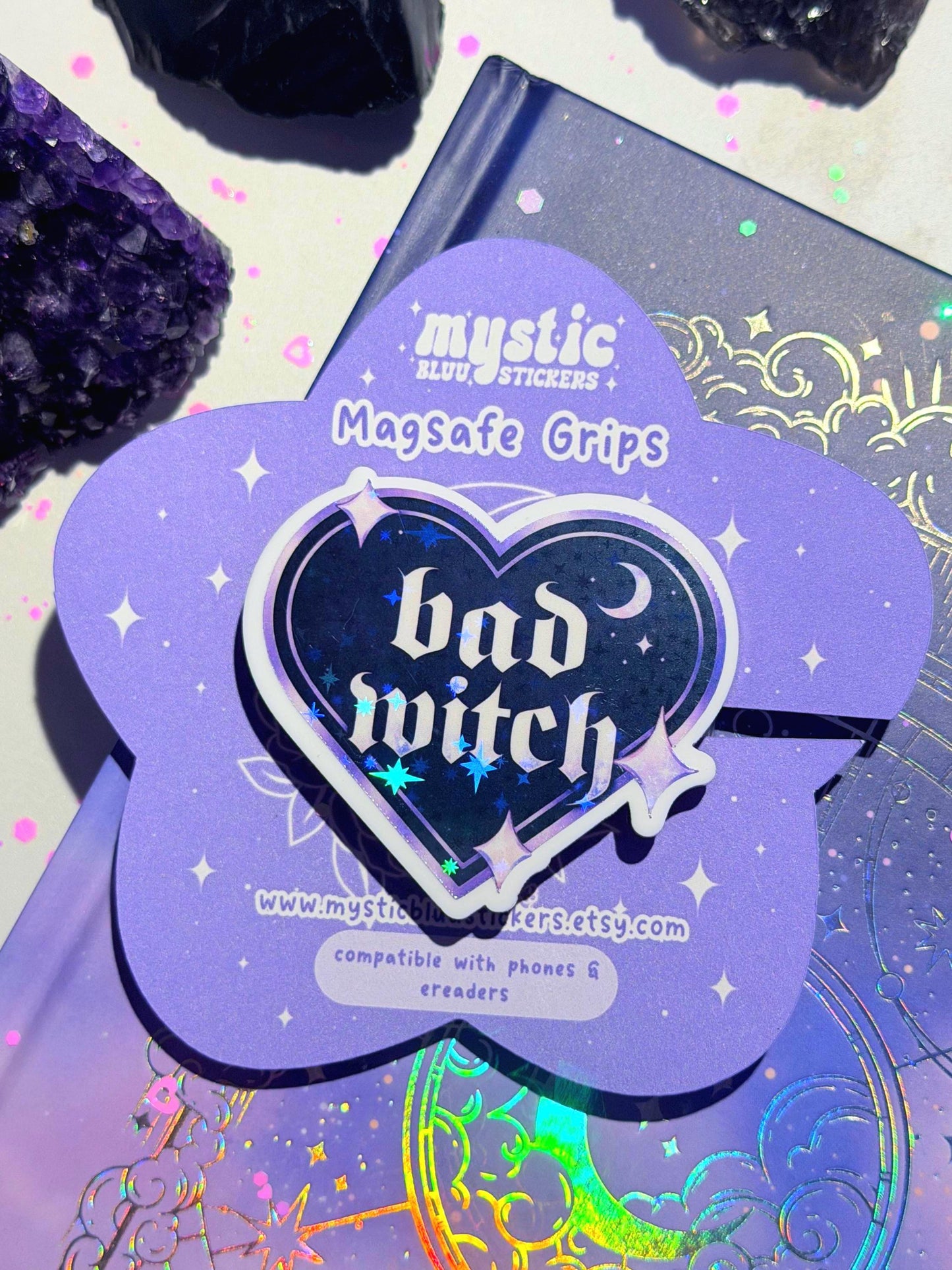 Holographic Kindle Grip: Bad Witch Gothic Phone MagSafe Stand