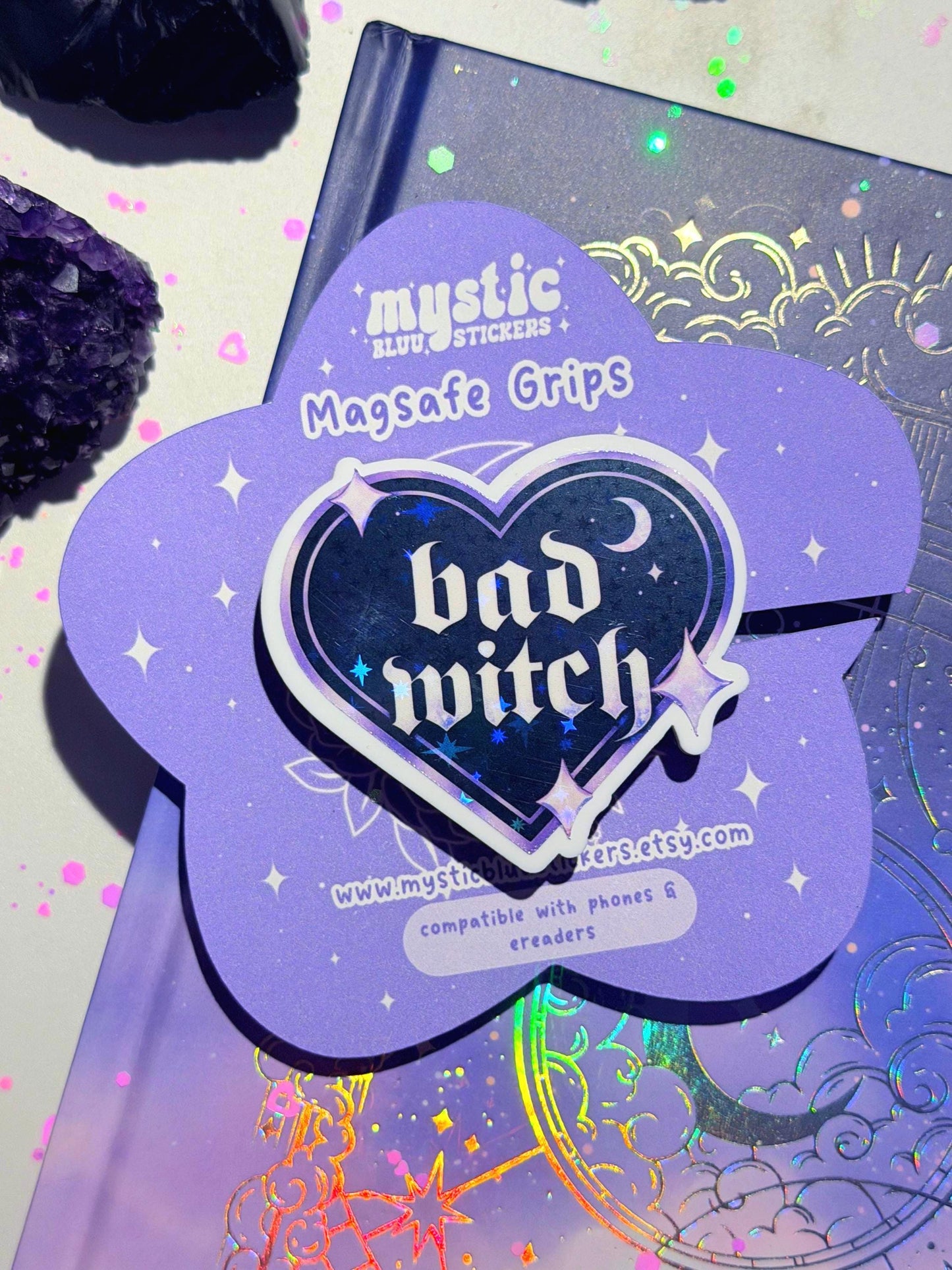 Holographic Kindle Grip: Bad Witch Gothic Phone MagSafe Stand