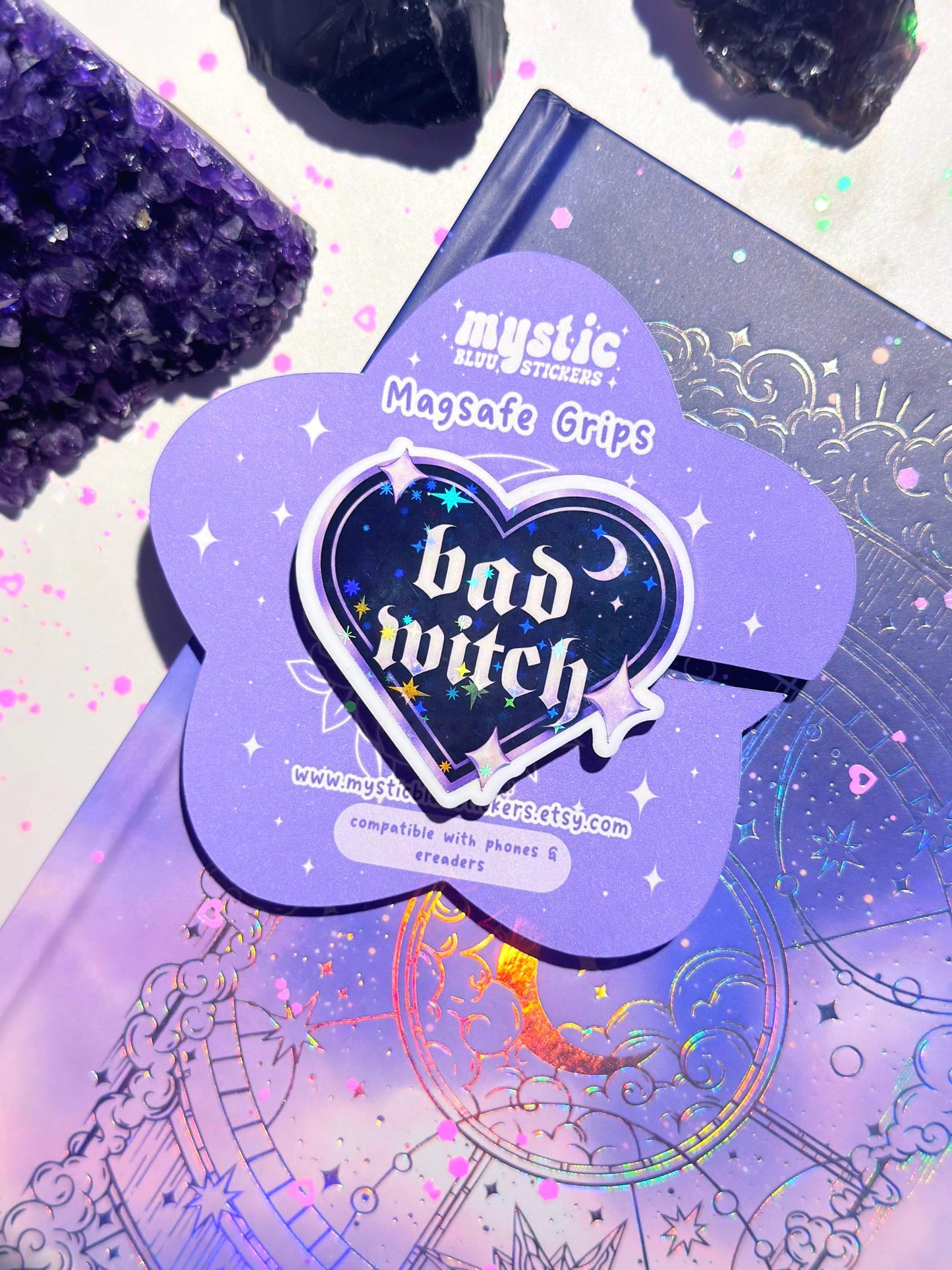 Holographic Kindle Grip: Bad Witch Gothic Phone MagSafe Stand