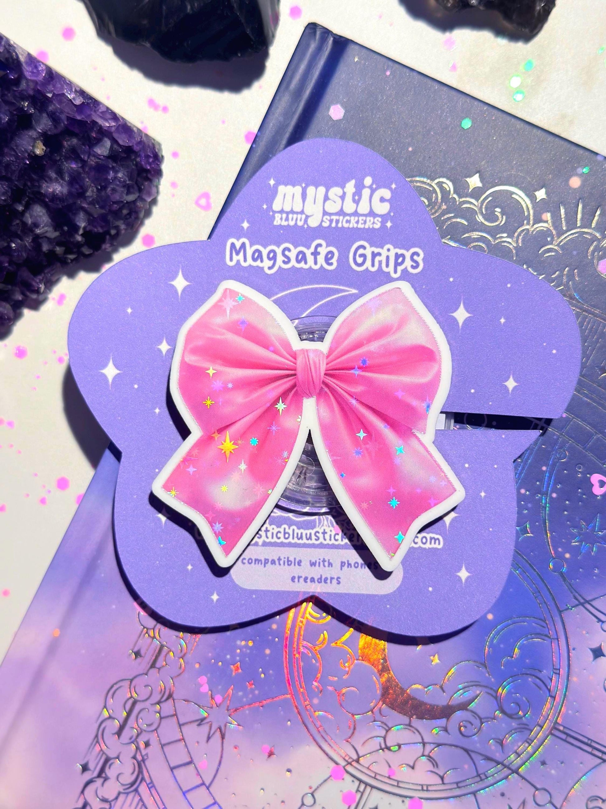 Pink Bow MagSafe Kindle Grip: Coquette Phone Stand