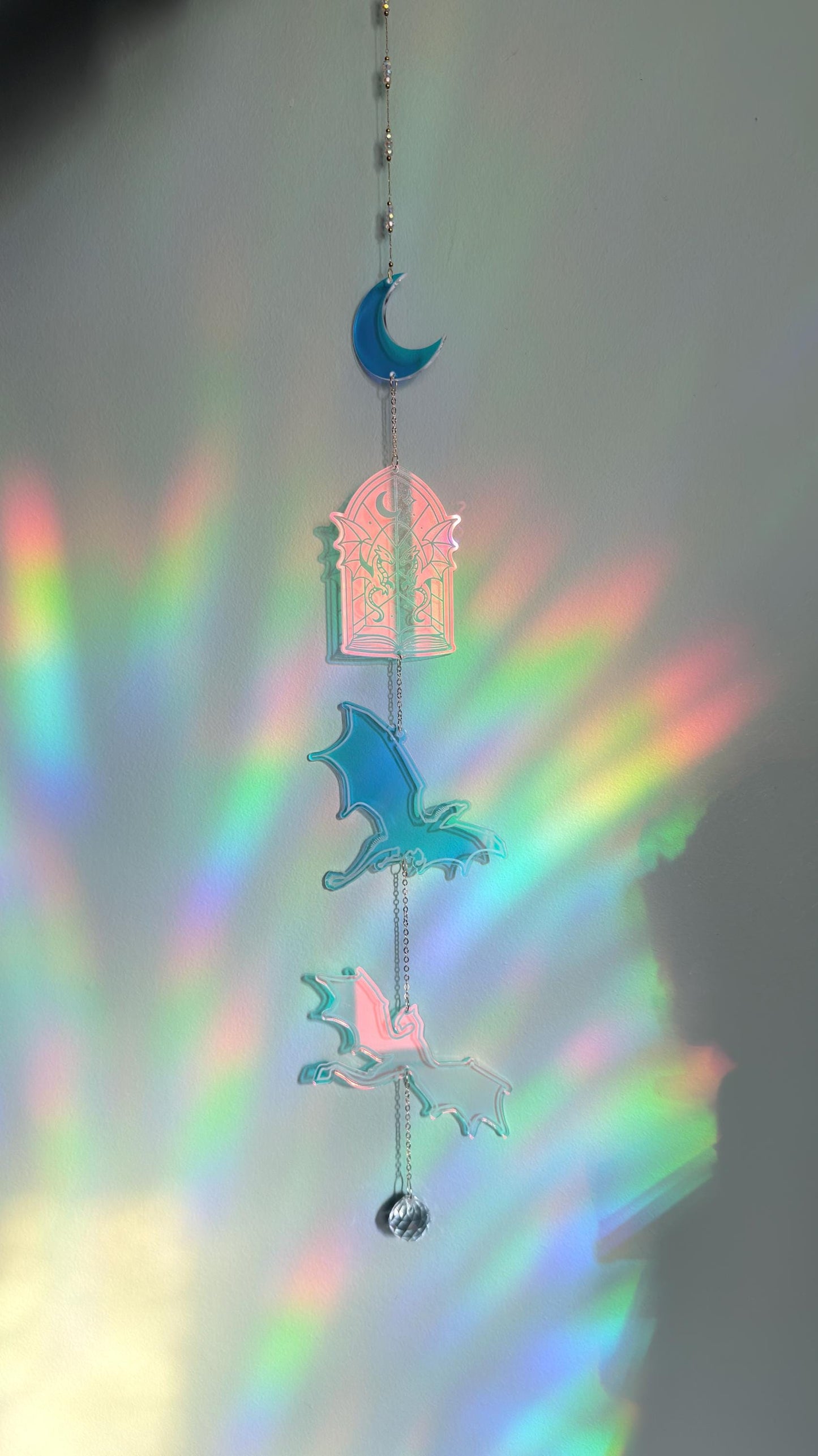 Acrylic Suncatcher Book Dragon Window Hanging Decoration Fantasy Romance Reading Ornament