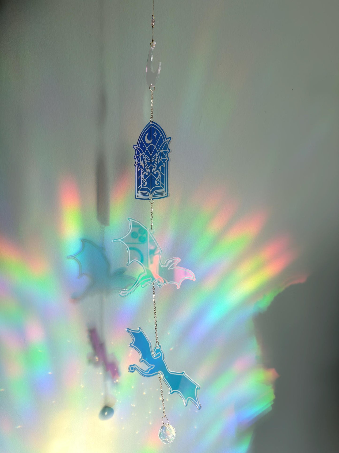 Acrylic Suncatcher Book Dragon Window Hanging Decoration Fantasy Romance Reading Ornament