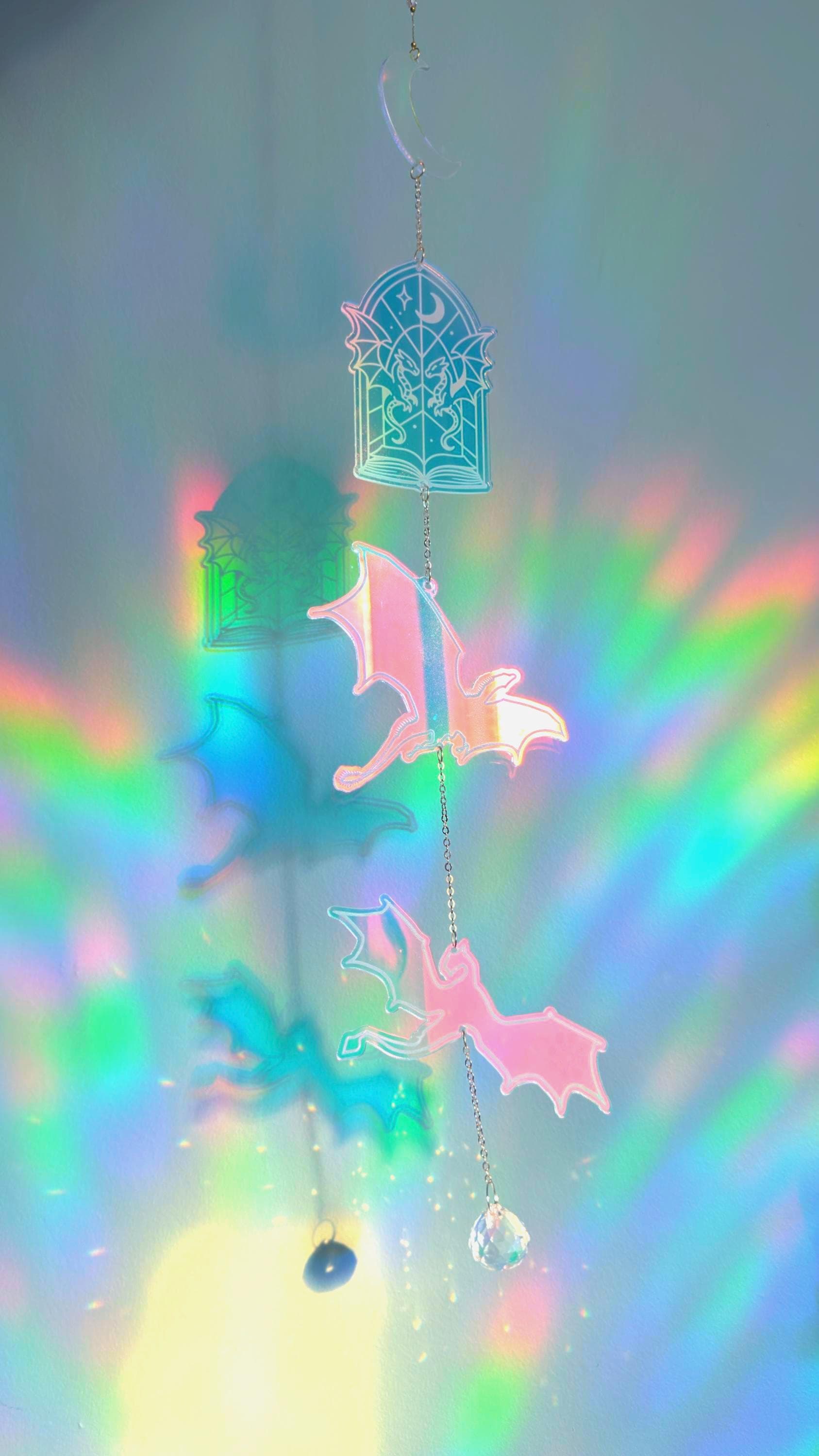 Acrylic Suncatcher Book Dragon Window Hanging Decoration Fantasy Romance Reading Ornament