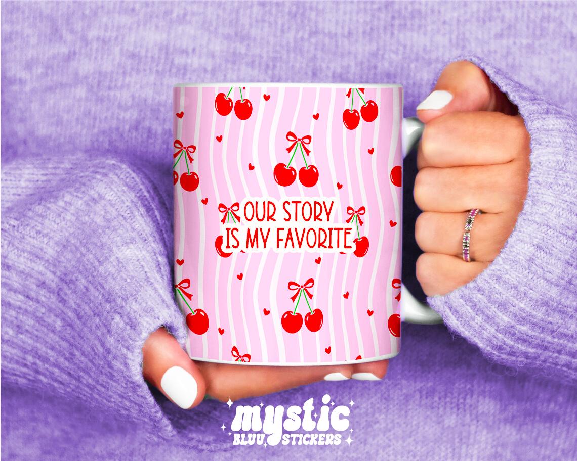 Personalized Coffee Mug – Pink Cherry Bow Coquette Ceramic Mug for Couples & Cute Gifts
