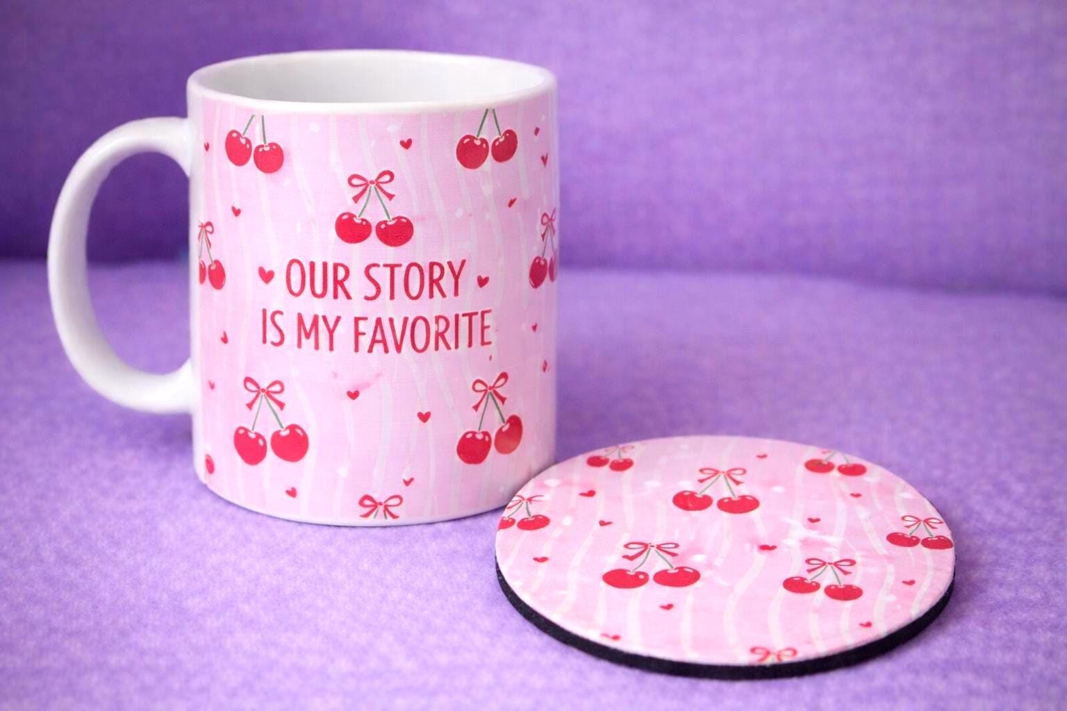Personalized Coffee Mug – Pink Cherry Bow Coquette Ceramic Mug for Couples & Cute Gifts