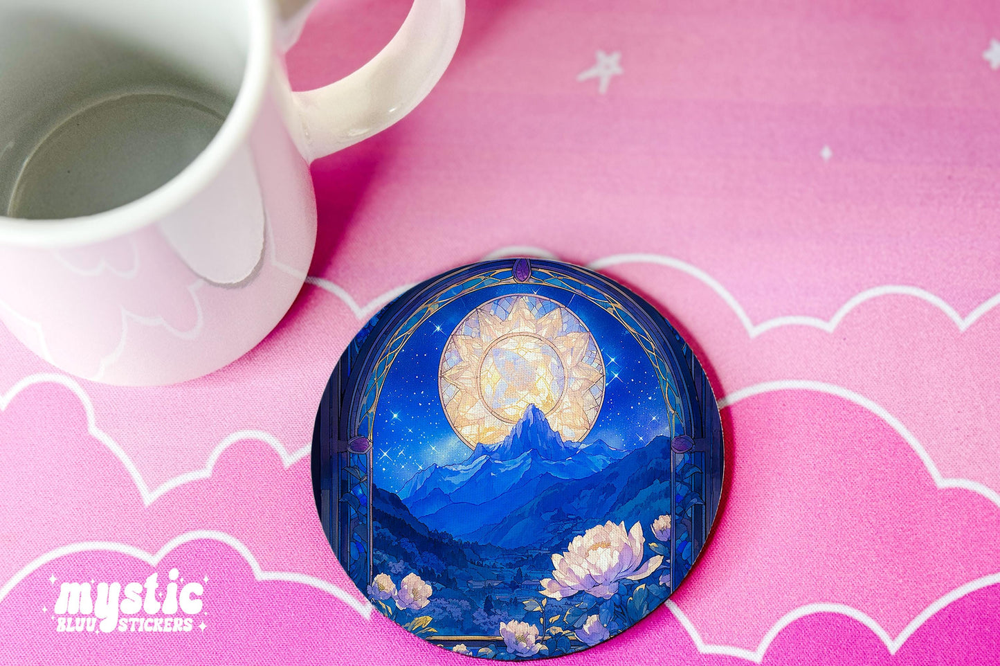 Book Lover Fantasy Coffee Mug 11oz, Celestial Moon Mountain Mug, Cozy Reader Gift