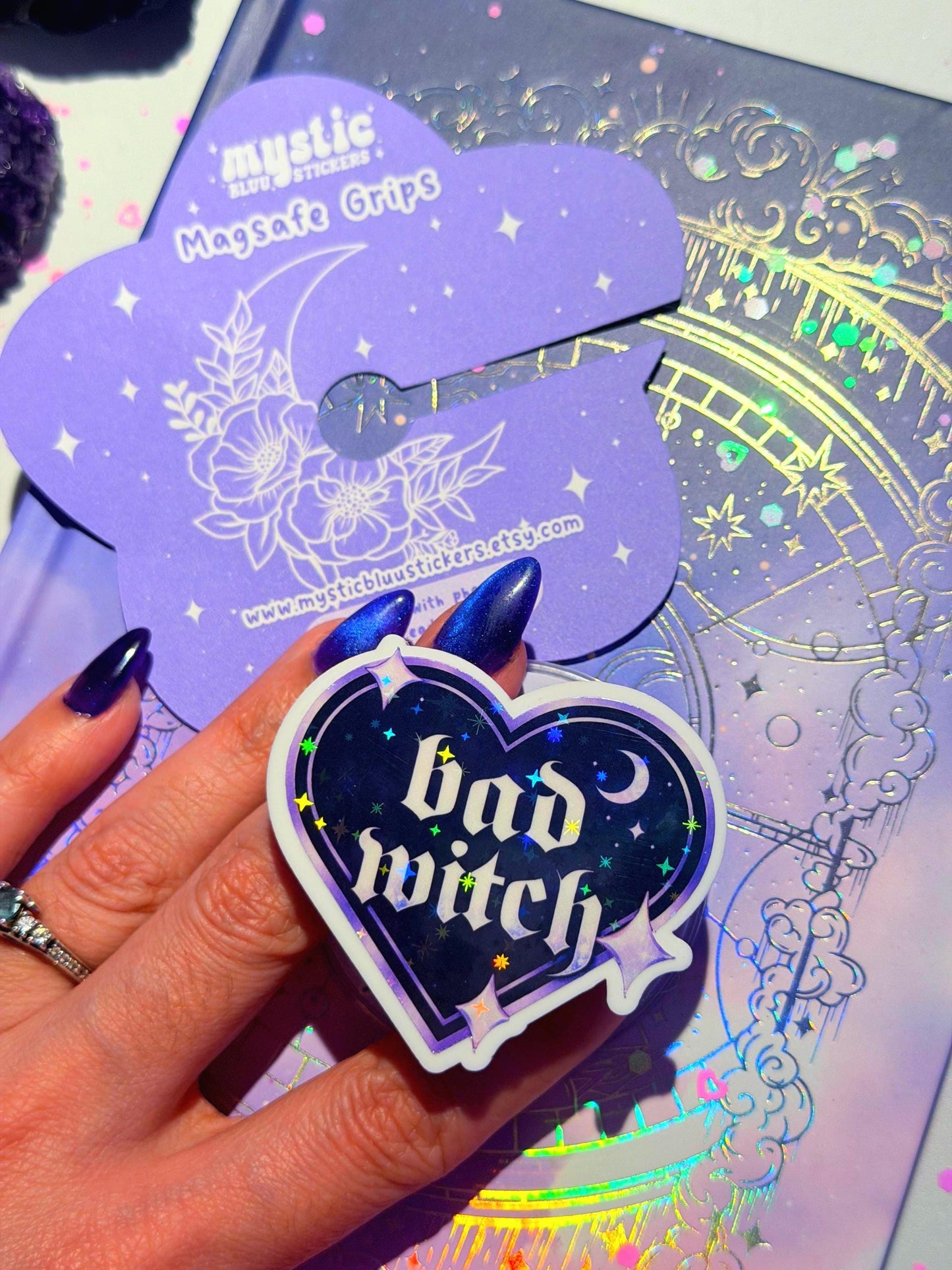 Holographic Kindle Grip: Bad Witch Gothic Phone MagSafe Stand