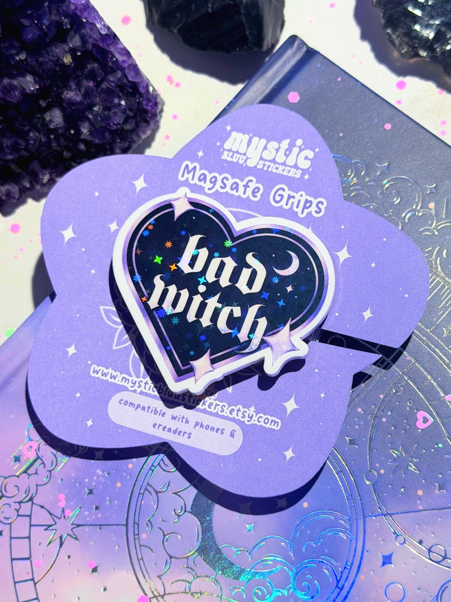Holographic Kindle Grip: Bad Witch Gothic Phone MagSafe Stand